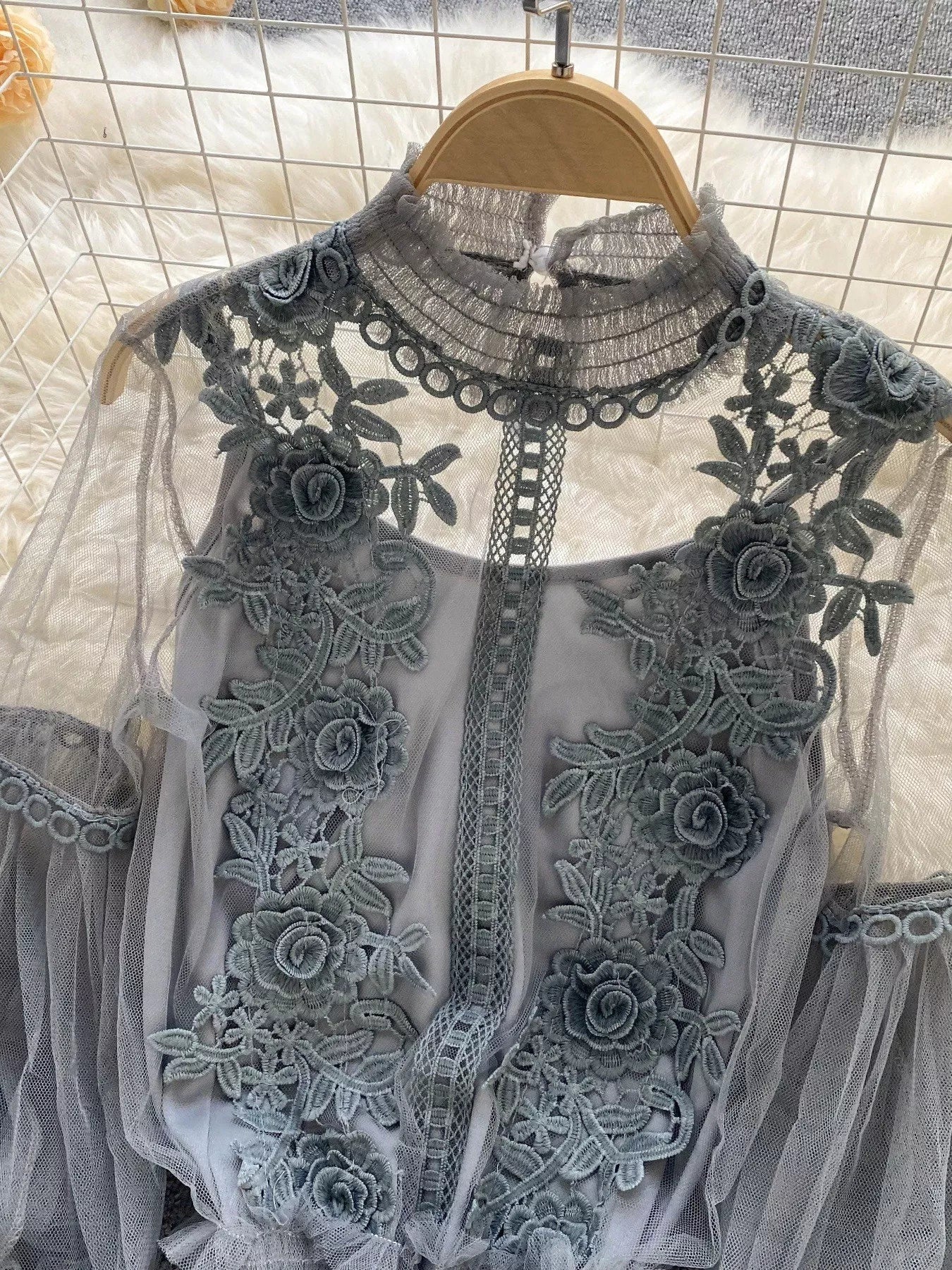 Floral Lace Blouse & Cami Set
