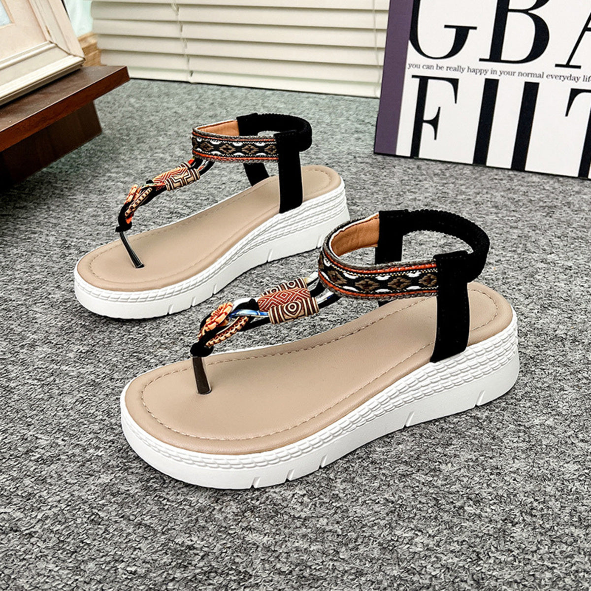 Toe Post Wedge Sandals