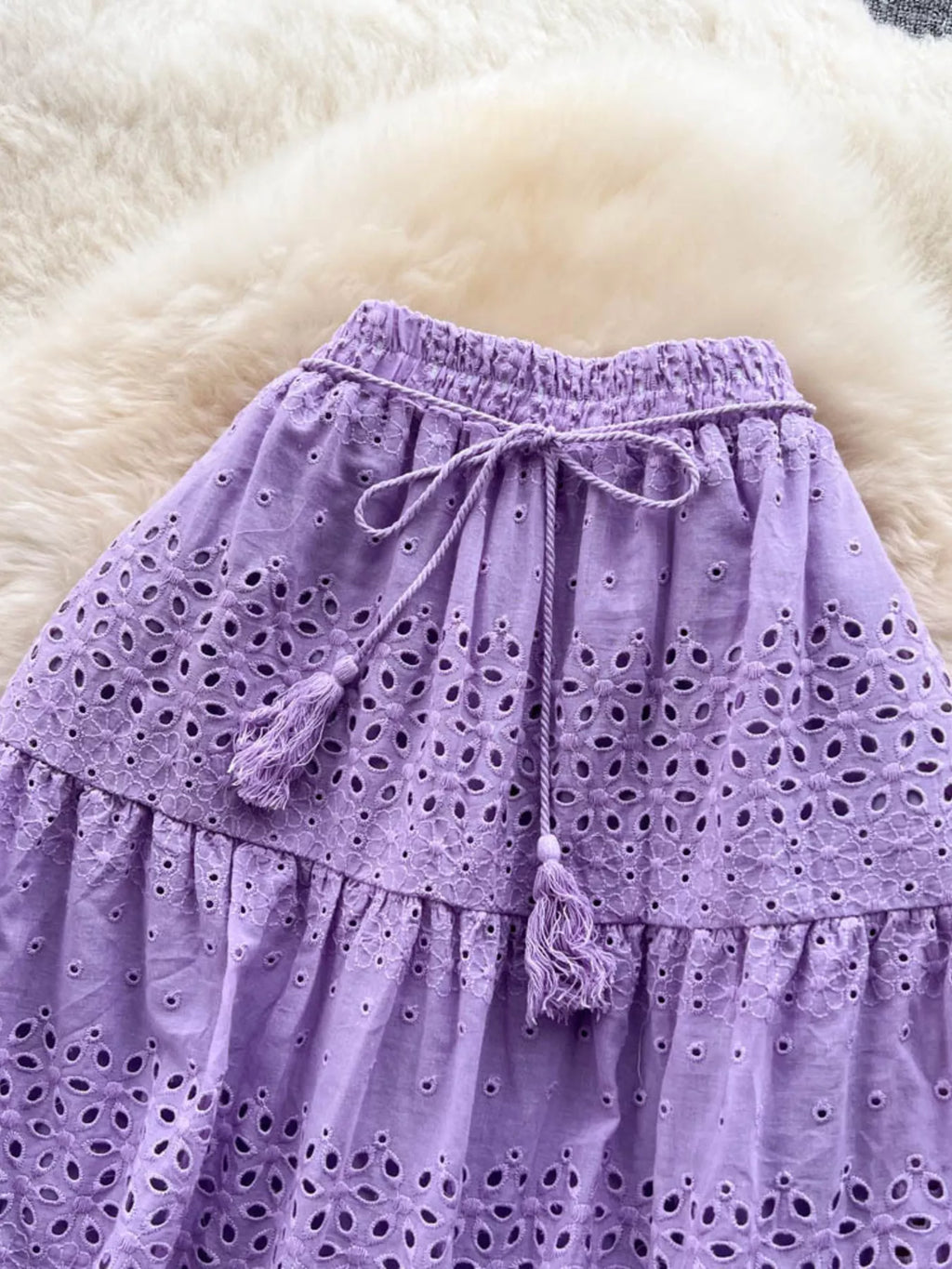 Eyelet Tiered Maxi Skirt
