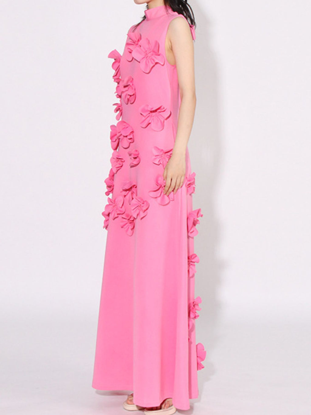 Floral Applique Sleeveless Maxi Dress