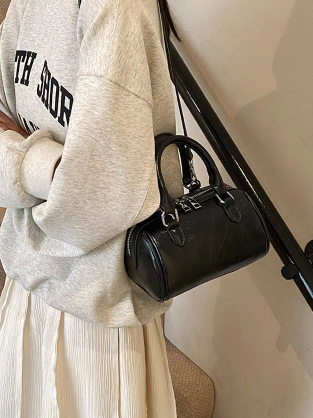 Cylinder Leather Shoulder Bag