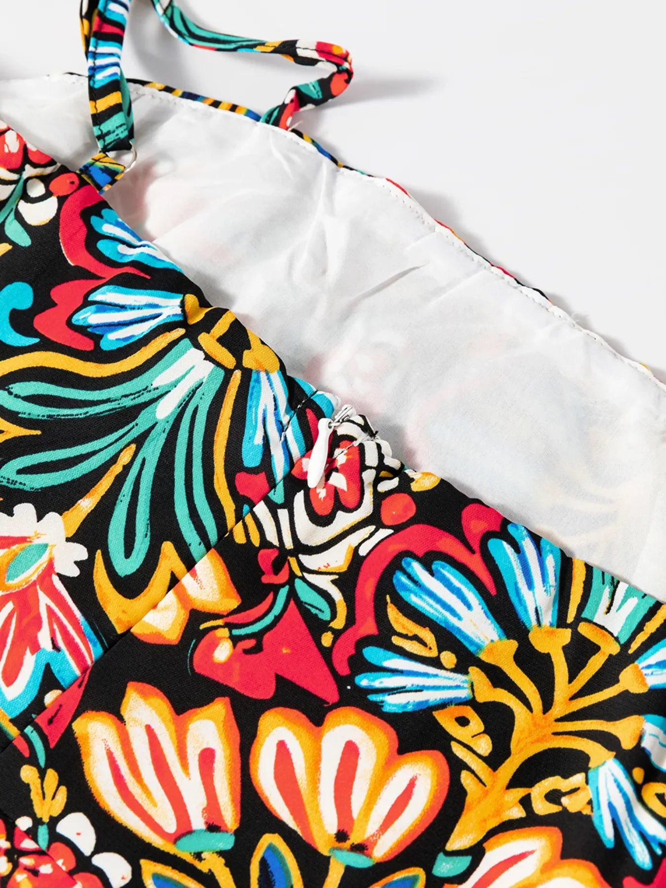 Floral Print Thin Straps High Waist Maxi Dress