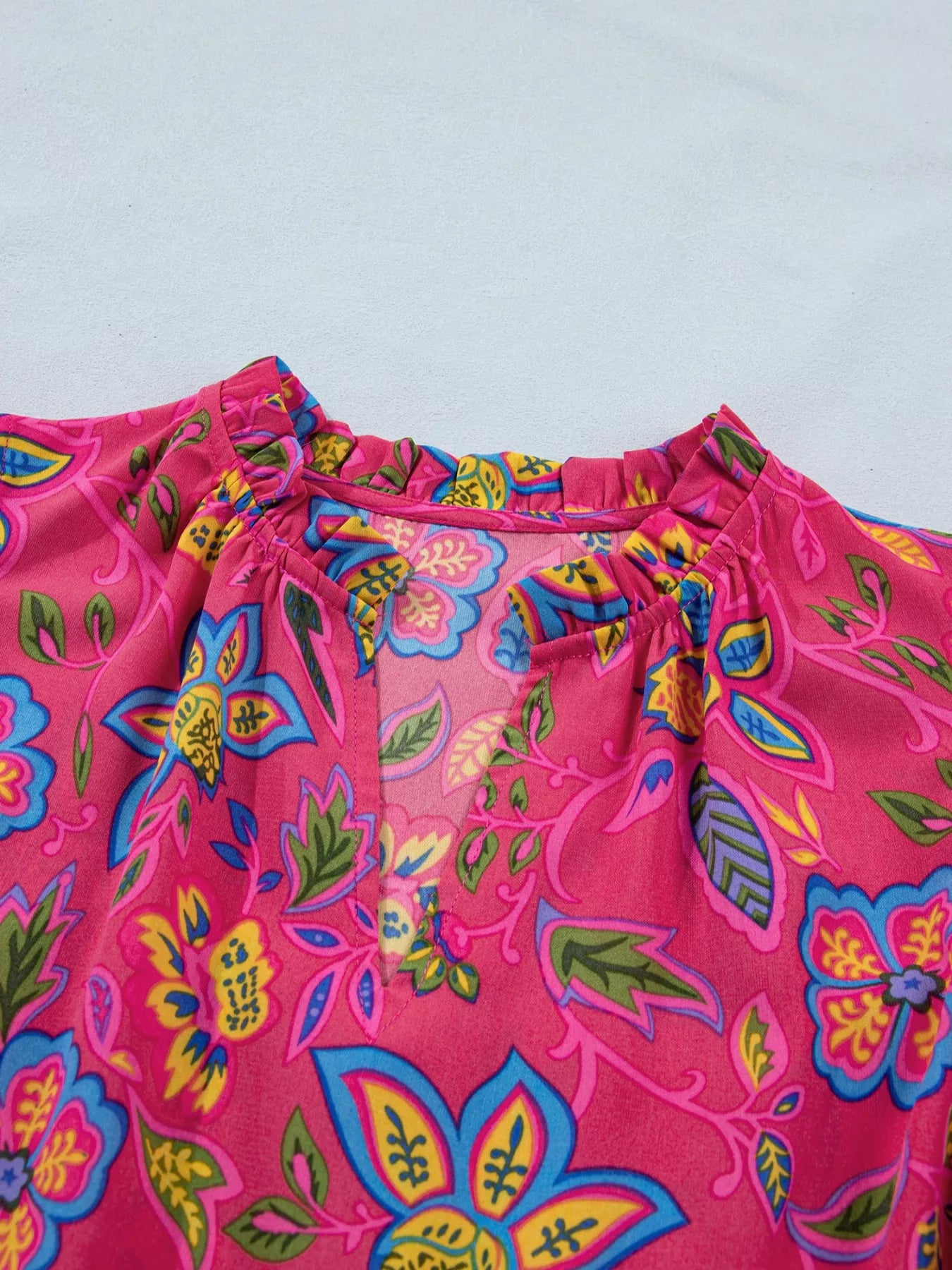 Flutter Sleeve Belted Floral Dress