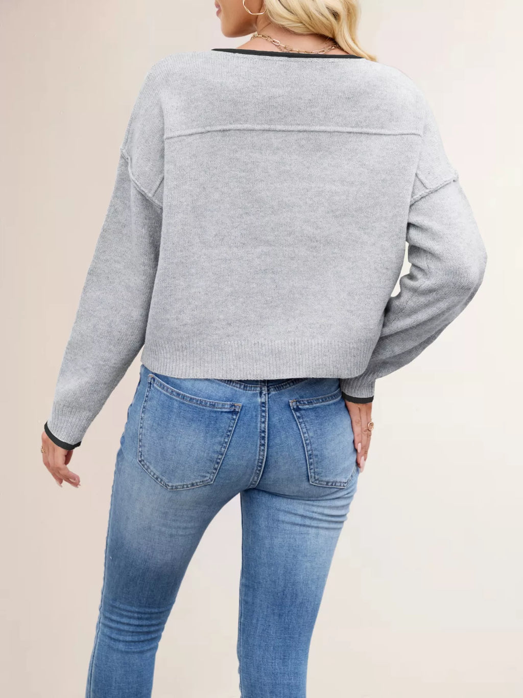 Round Neck Dropped Shoulder Sweater