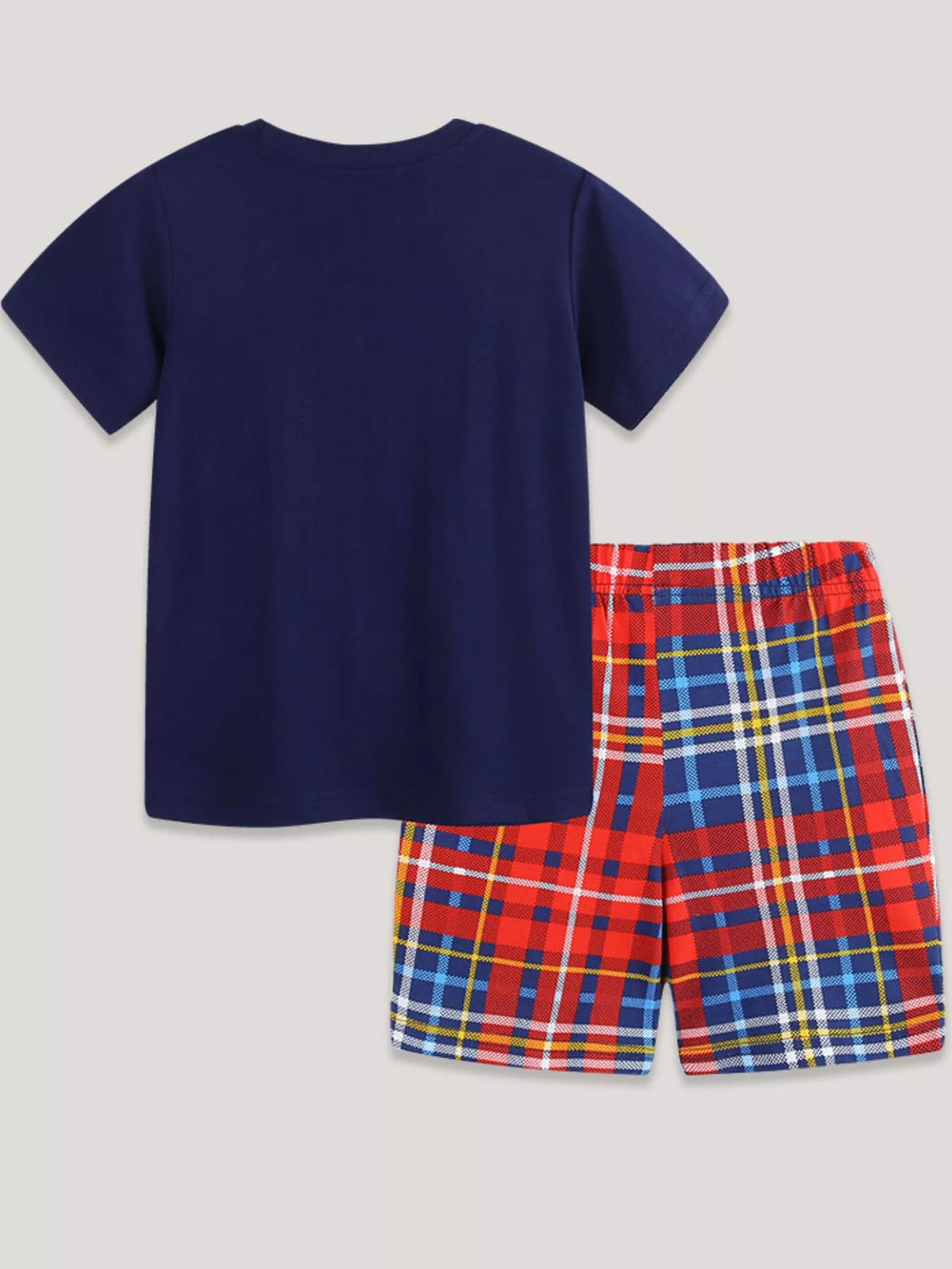 Children's Dinosaur Graphic Tee and Plaid Shorts Set