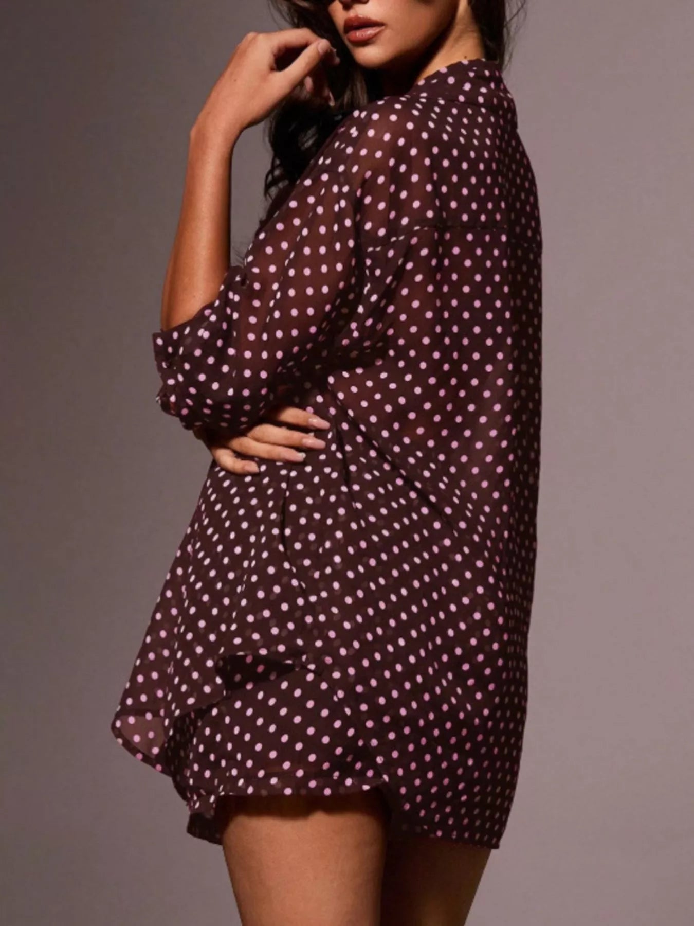 Polka Dot Button Up Shirt and Shorts Set