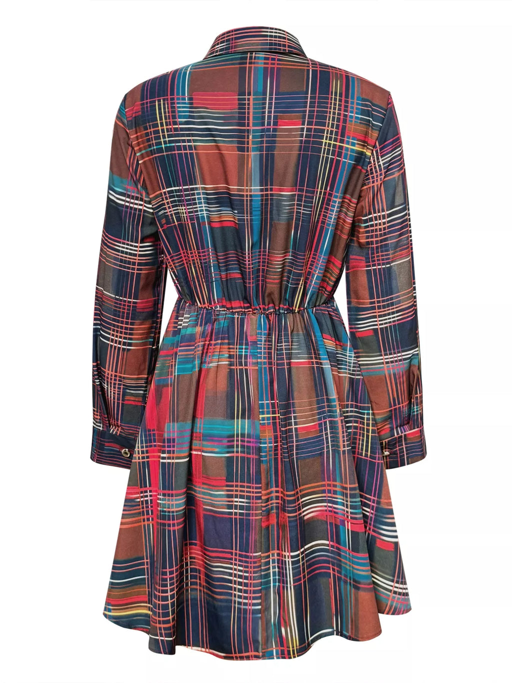 Plaid Long Sleeve Shirt Dress