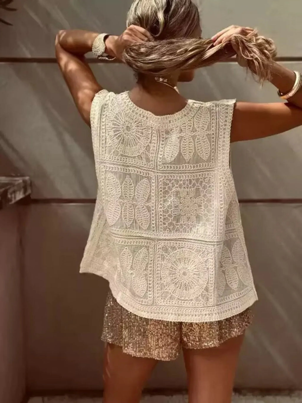 Crochet Lace V-Neck Vest