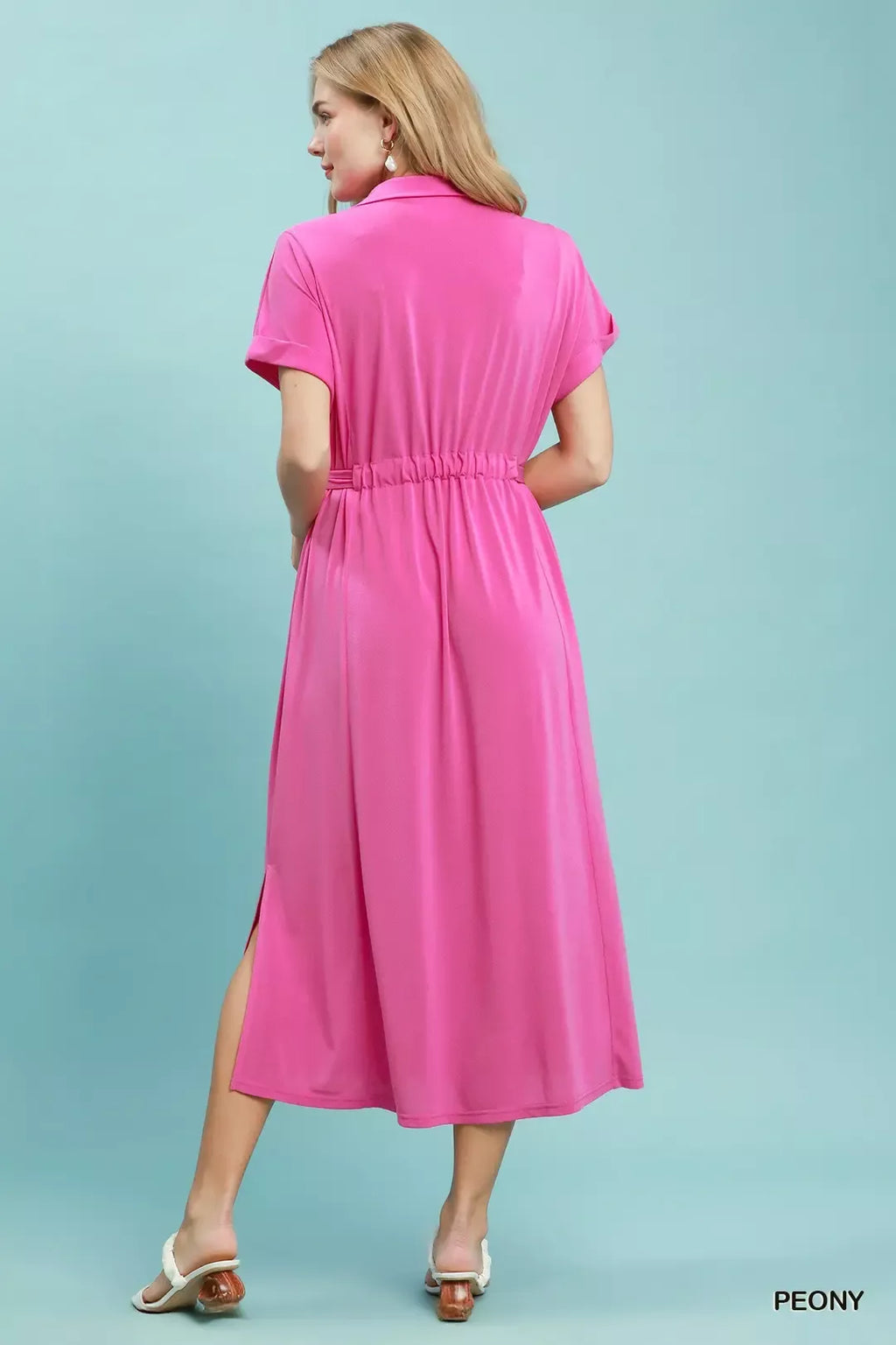 Umgee Collared Belted Midi Dress