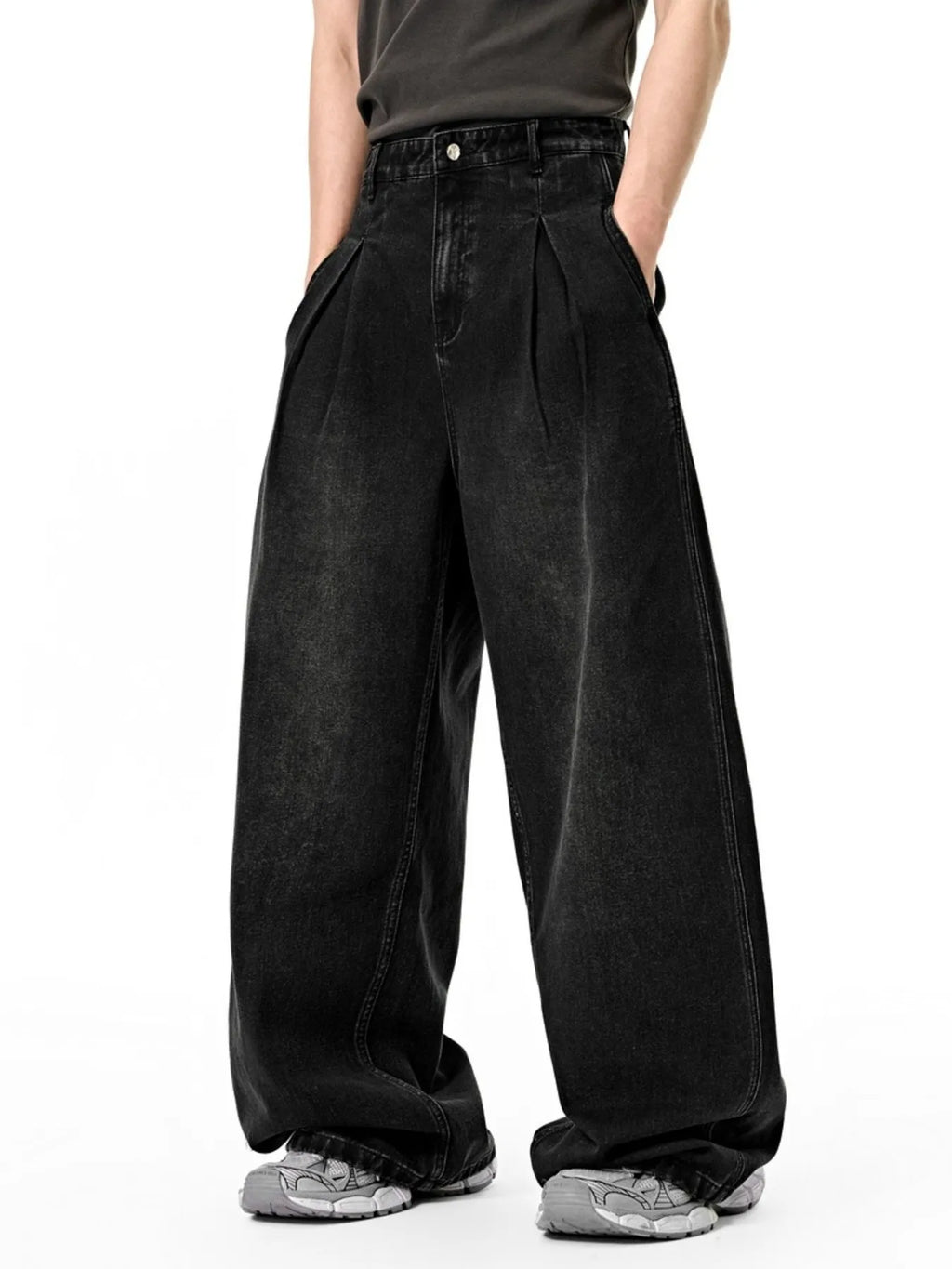Men's Washed Wide Leg Jeans