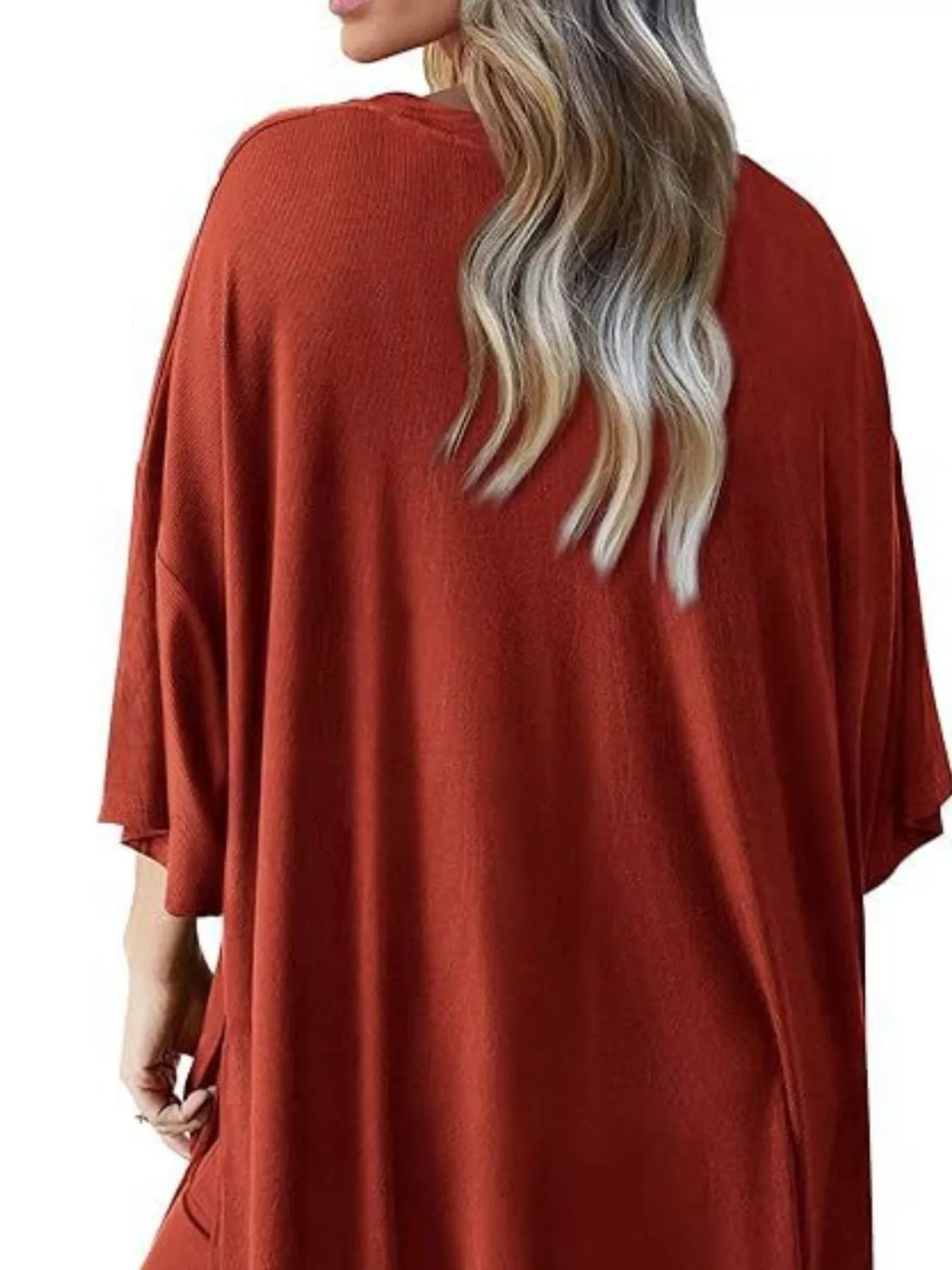 Slit Round Neck Top and Pants Set