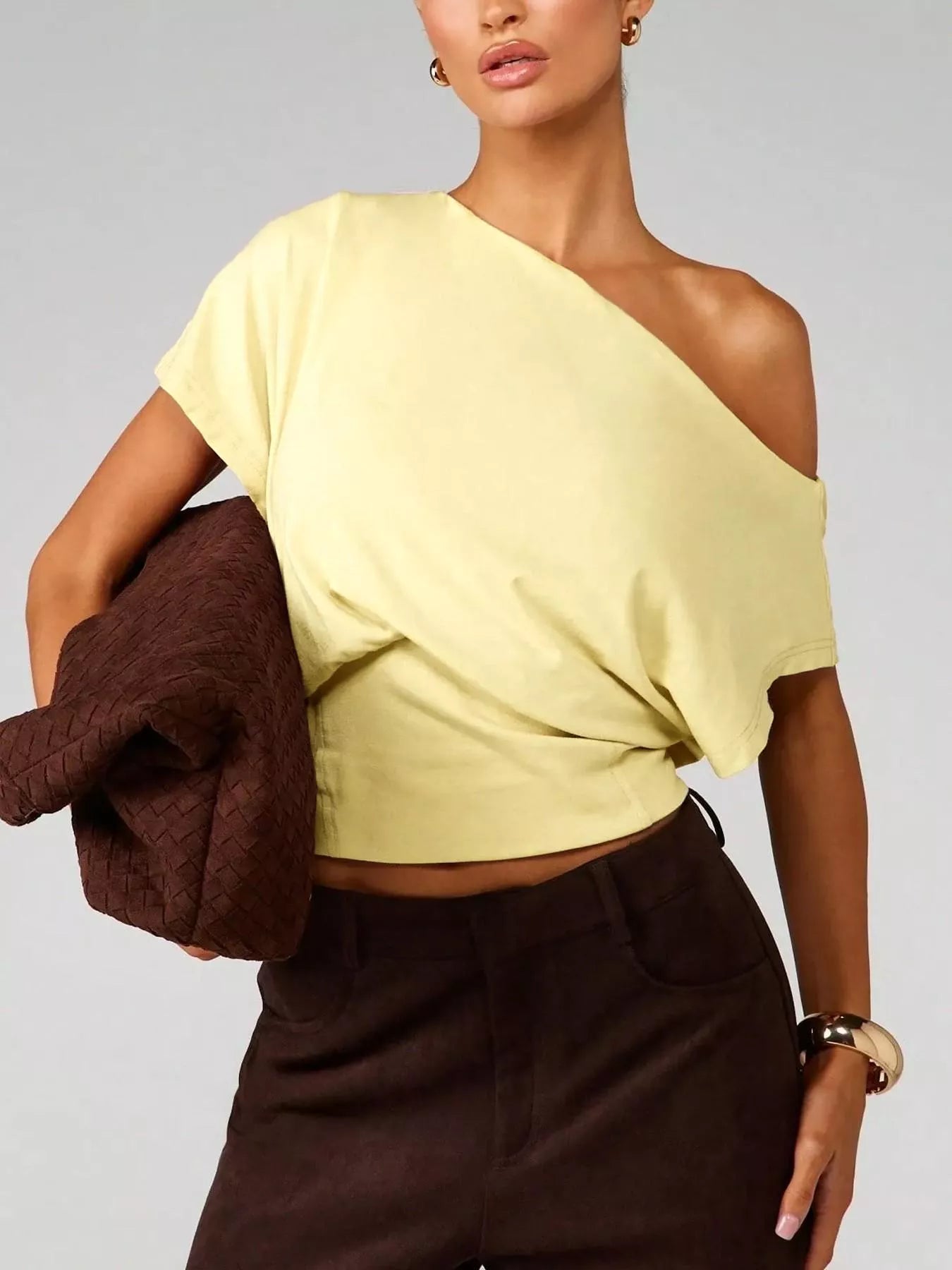 One Shoulder Crop T-Shirt