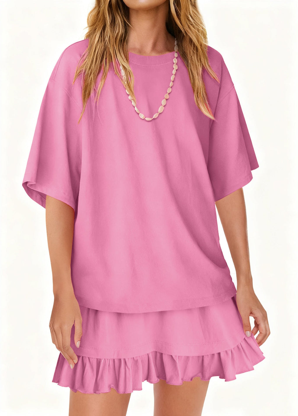 Round Neck Half Sleeve Tee and Skirt Set
