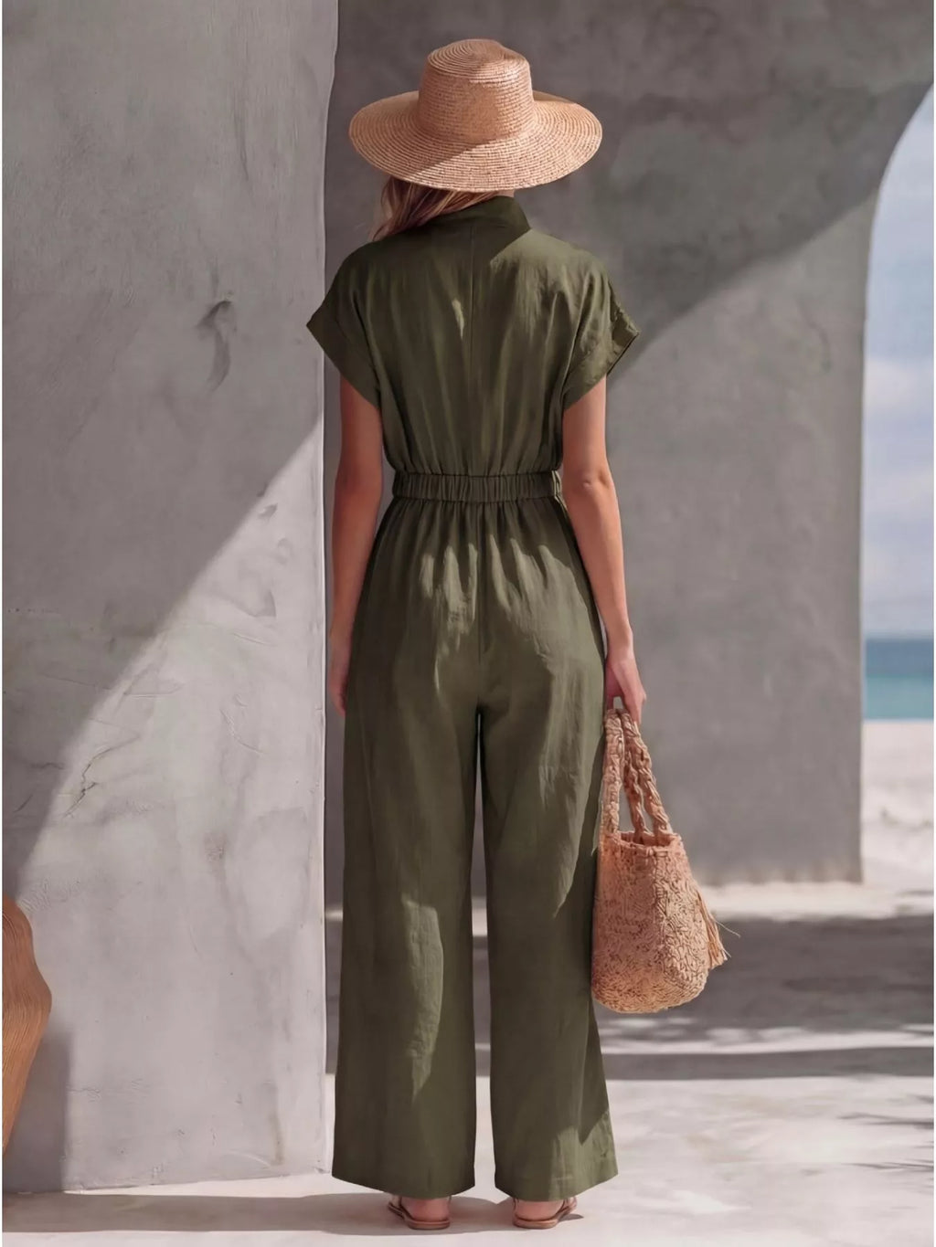 Zipper Front Wide Leg Jumpsuit