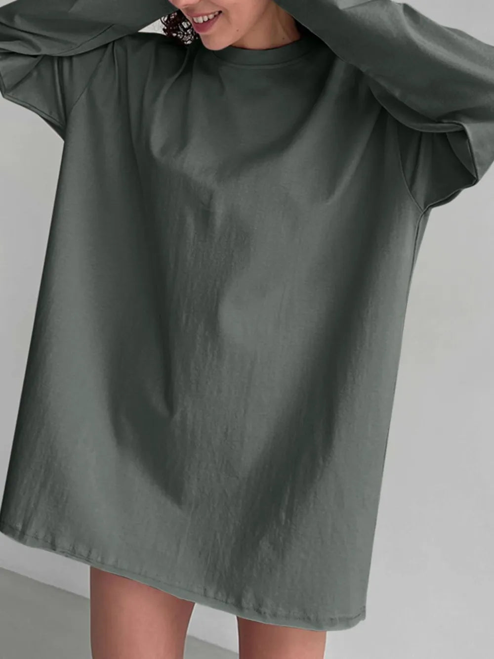 Round Neck Long Sleeve Oversized T-Shirt