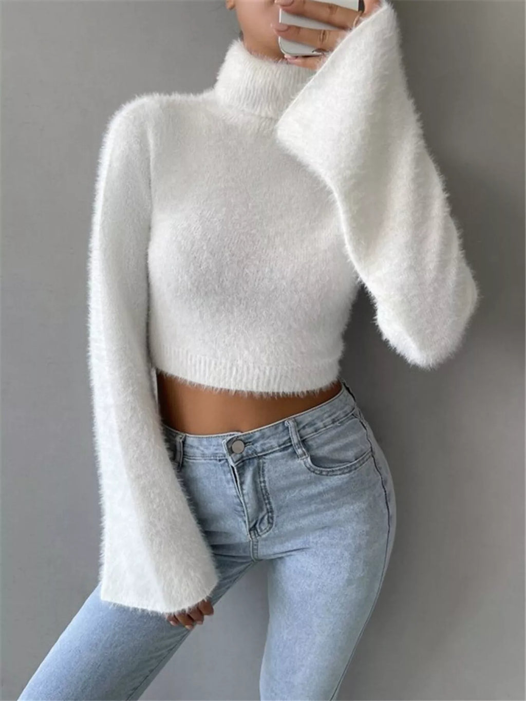 Turtleneck Flare Sleeve Sweater