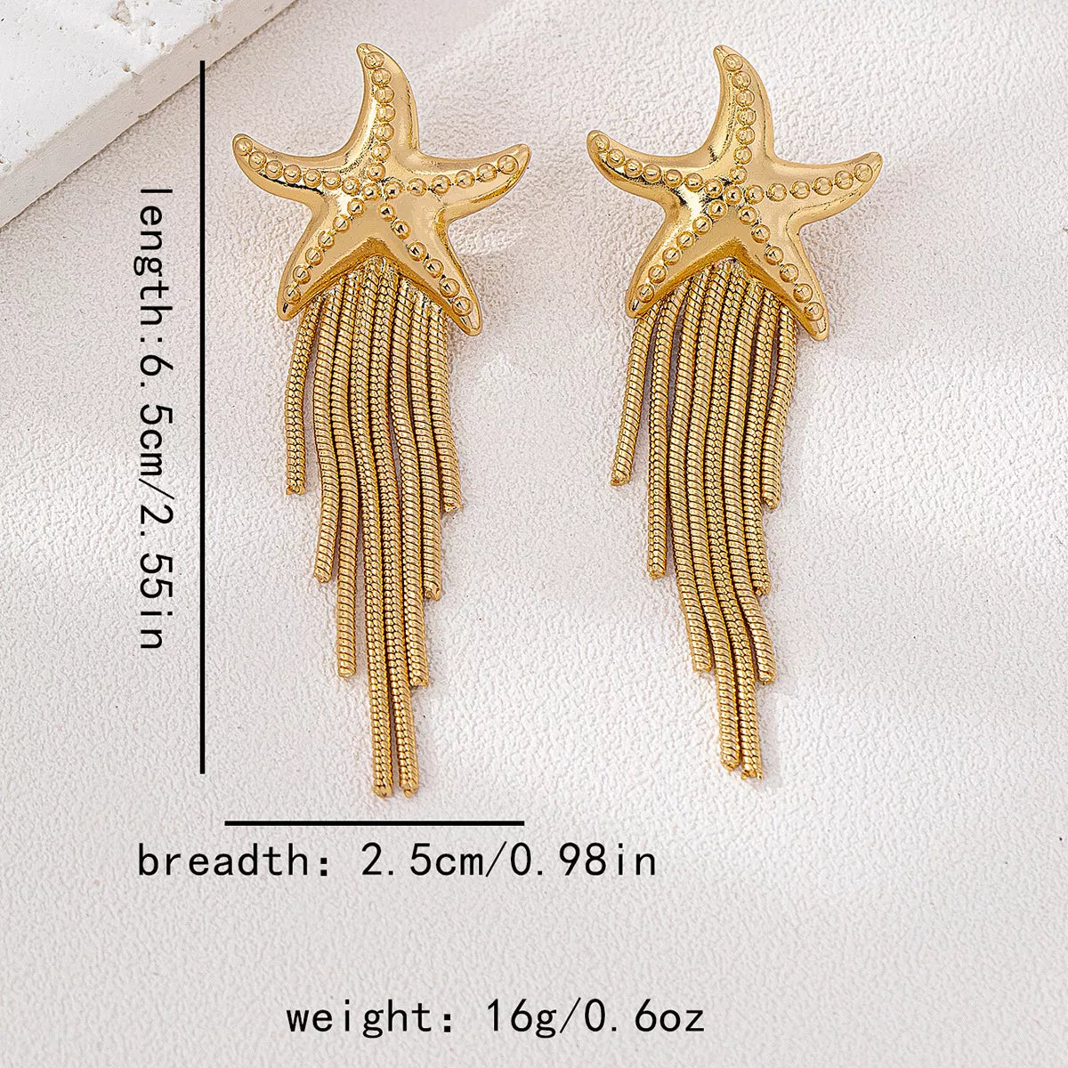 18K Gold-Plated Starfish Fringe Drop Earrings