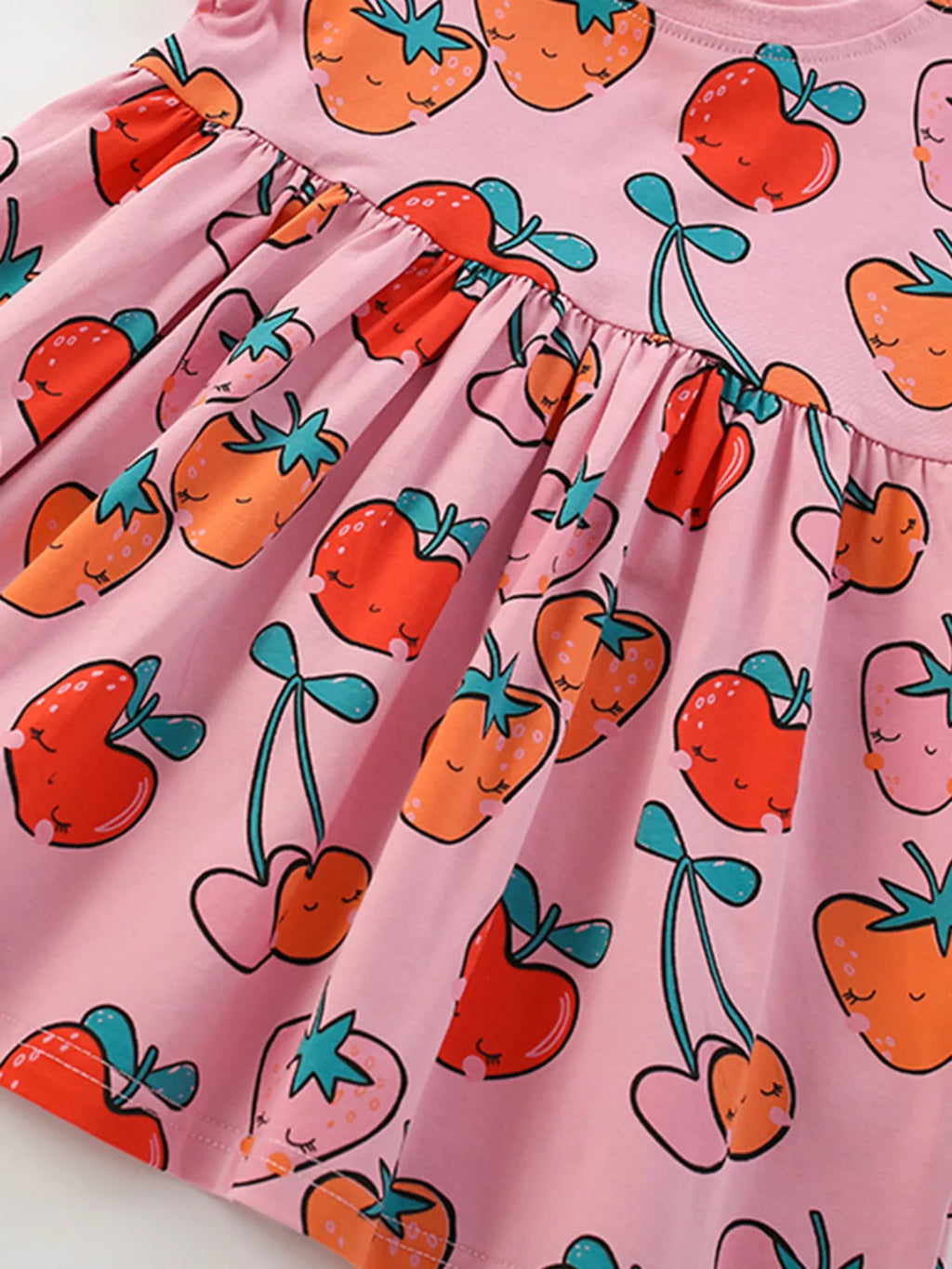 Children's Fruit Print Round Neck Casual Dress
