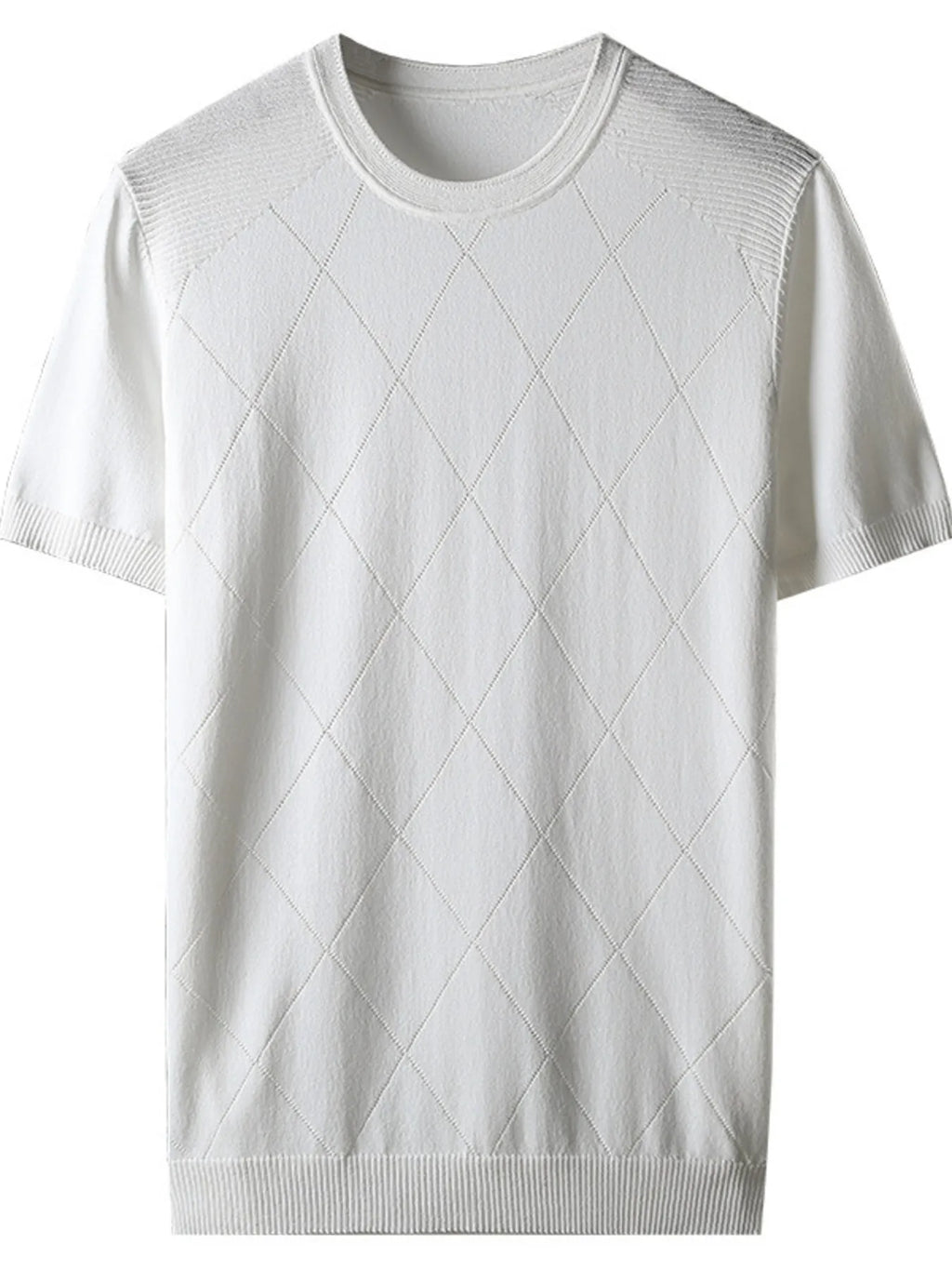 Men's Plus Size Diamond Pattern Knit T-Shirt