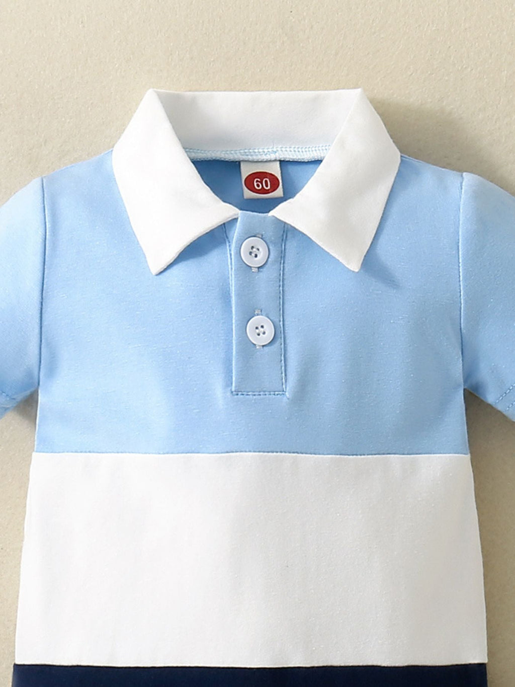 Children's Color Block Polo Collar Short Sleeve One-Piece