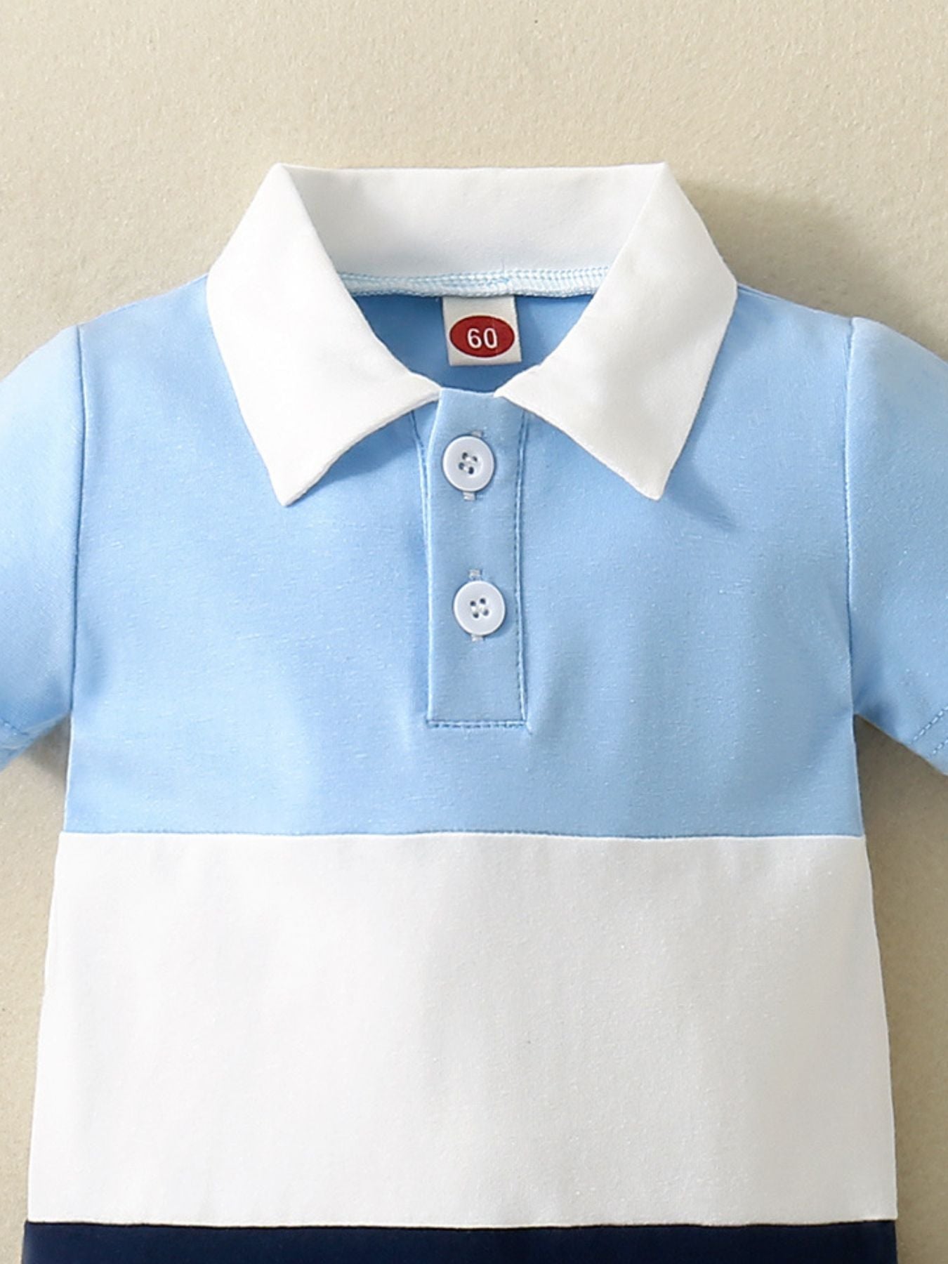 Children's Color Block Polo Collar Short Sleeve One-Piece