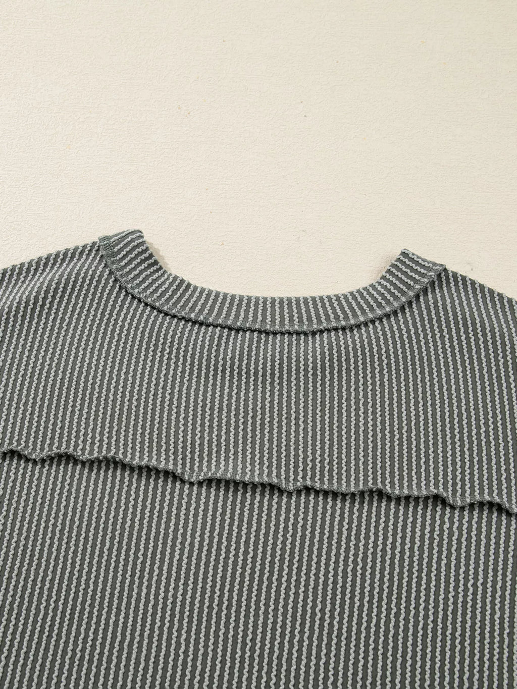 Twist Ribbed Exposed Seam Detail Long Sleeve Loose Top