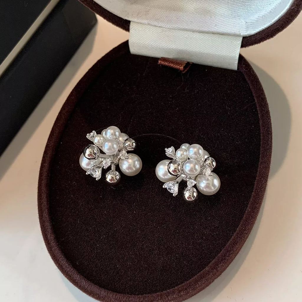 Pearl Cluster Stud Earrings