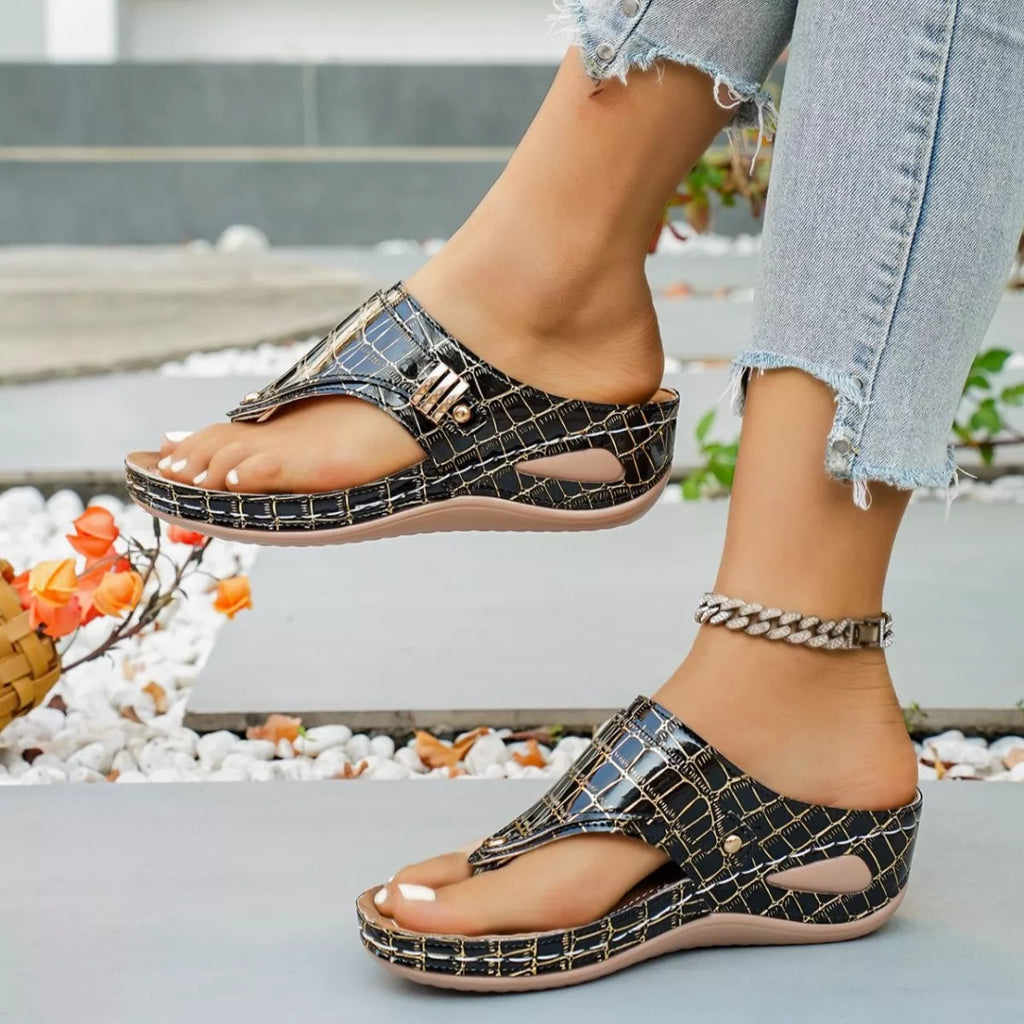 Toe Post Wedge Sandals