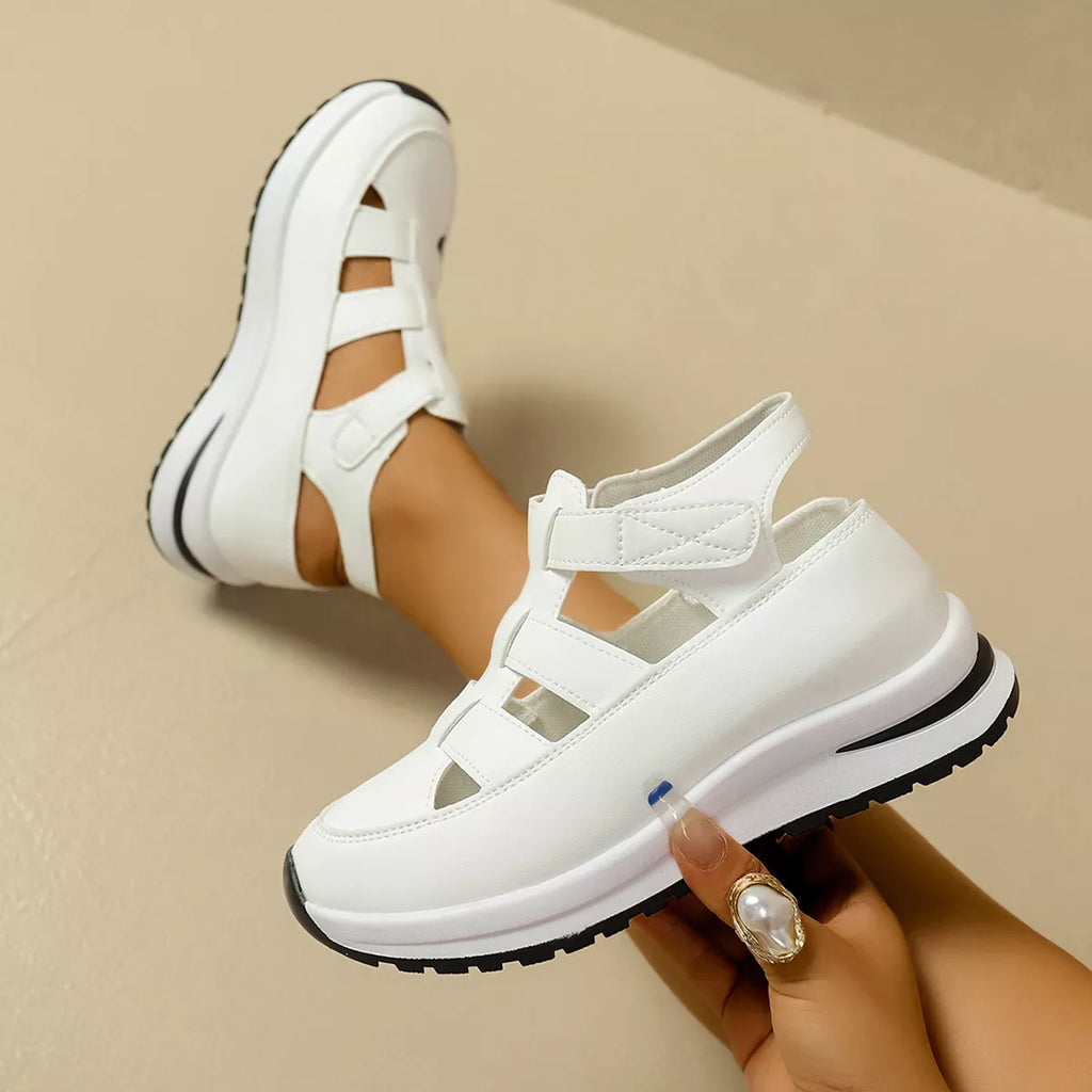 Cutout Round Toe Platform Sandals