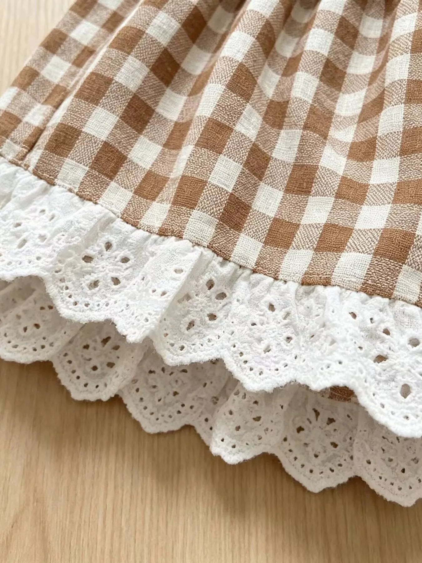 Children's Gingham Ruffle Trim Top and Shorts Set