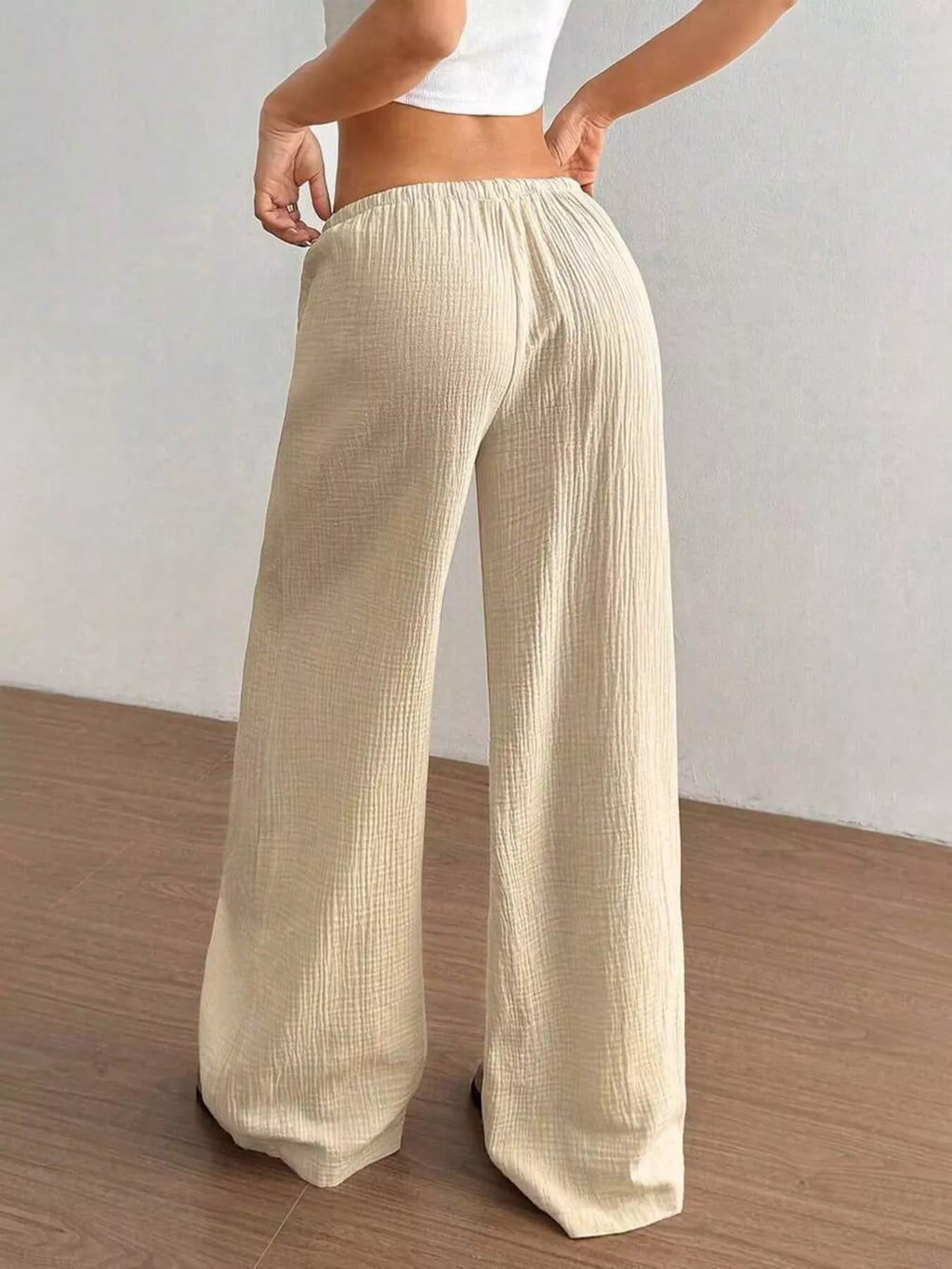 Full Size Drawstring Wide Leg Pants Plus Size