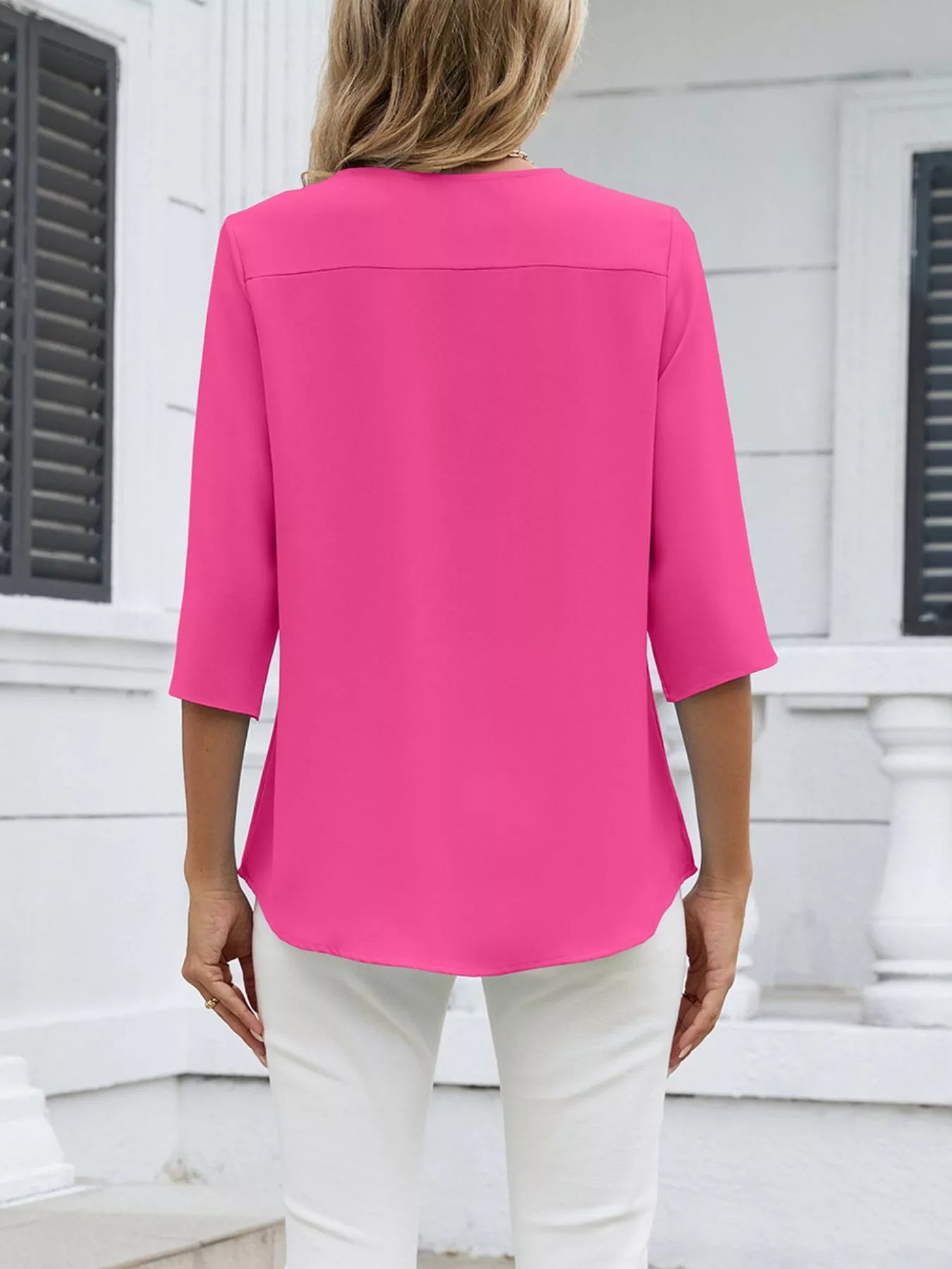 V-Neck 3/4 Sleeve Blouse