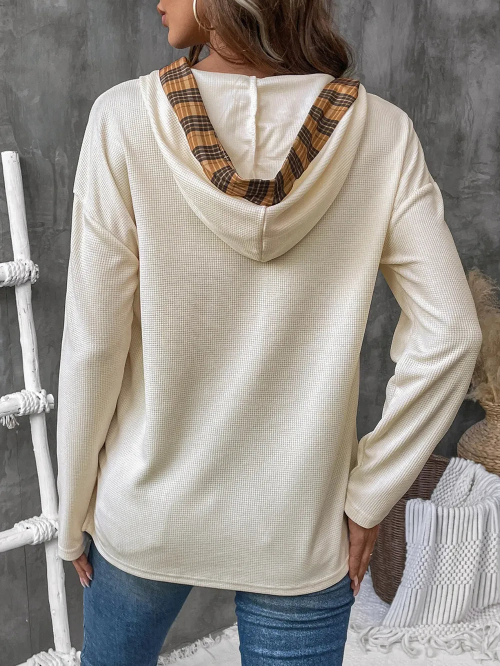Perfee Drawstring Long Sleeve Hooded T-Shirt