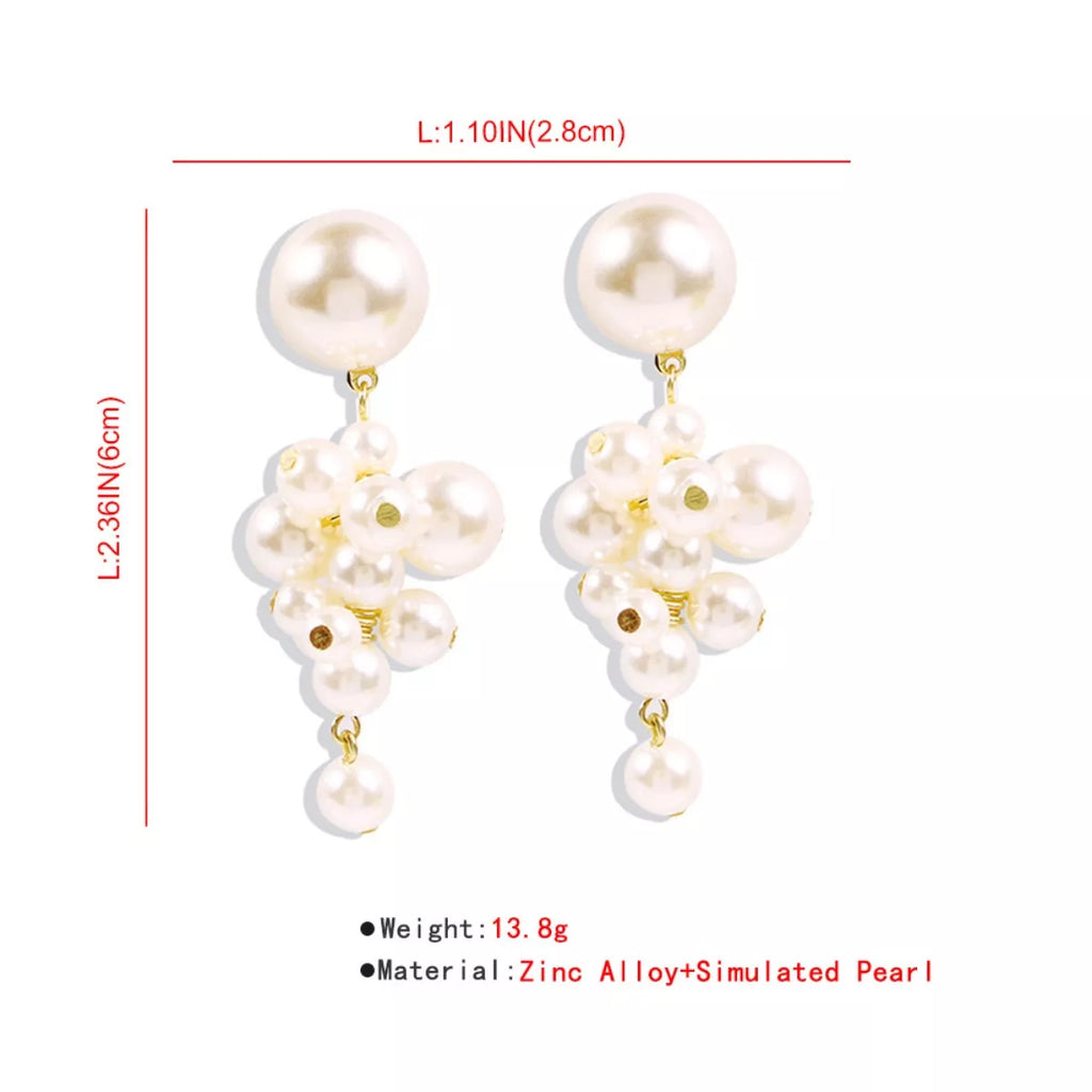 Pearl Cluster Dangle Earrings