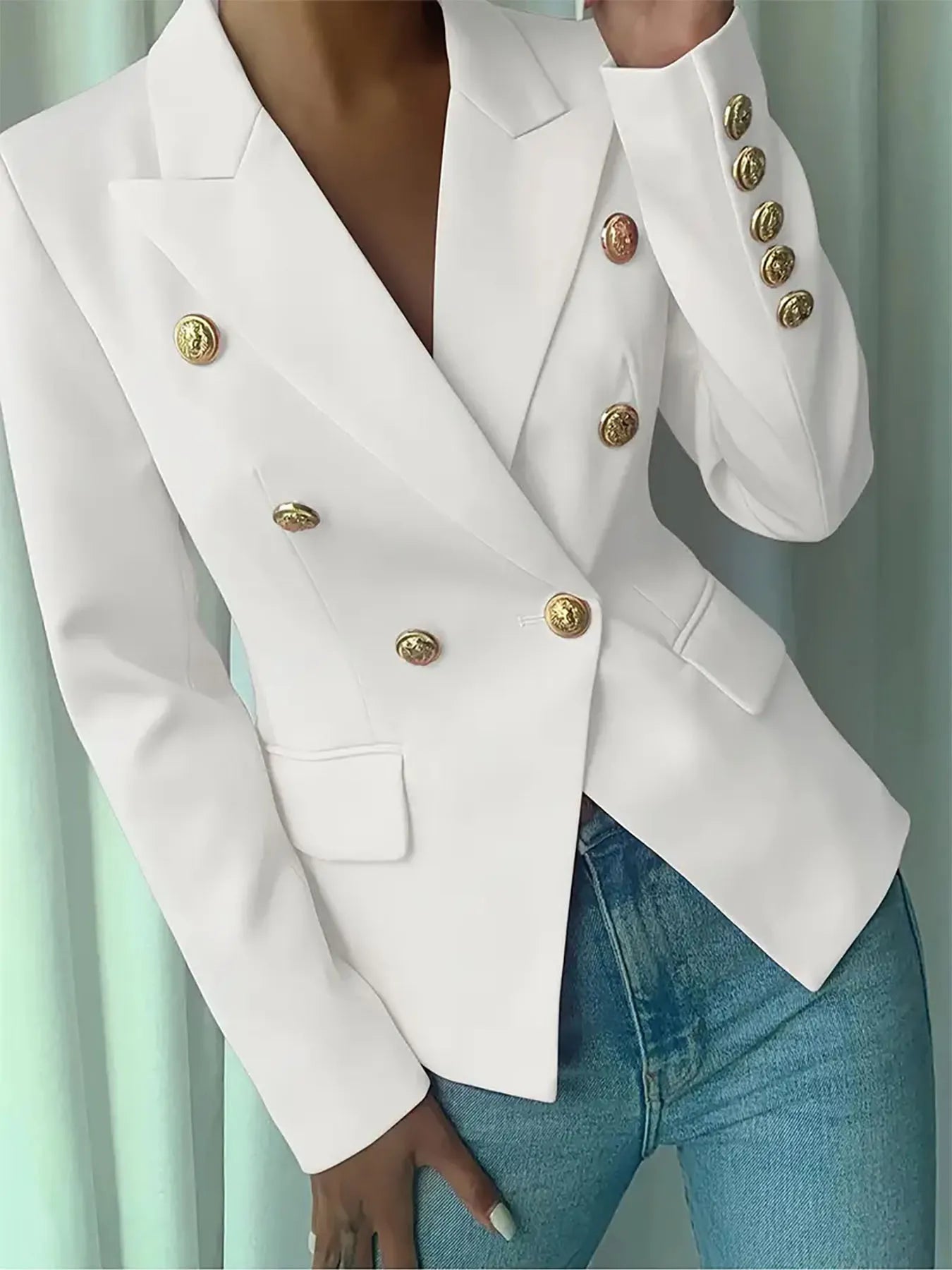Decor Button Lapel Collar Blazer