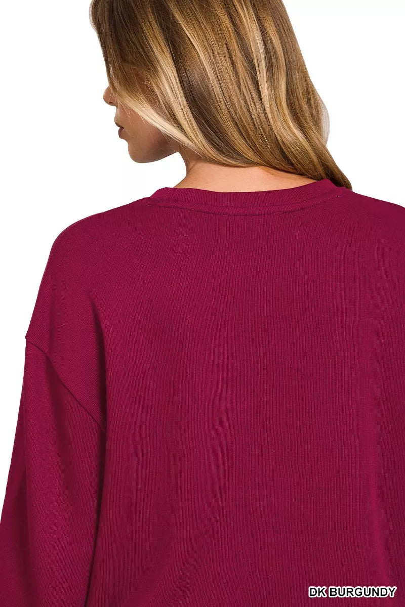 Zenana French Rib Pullover and Pants Set