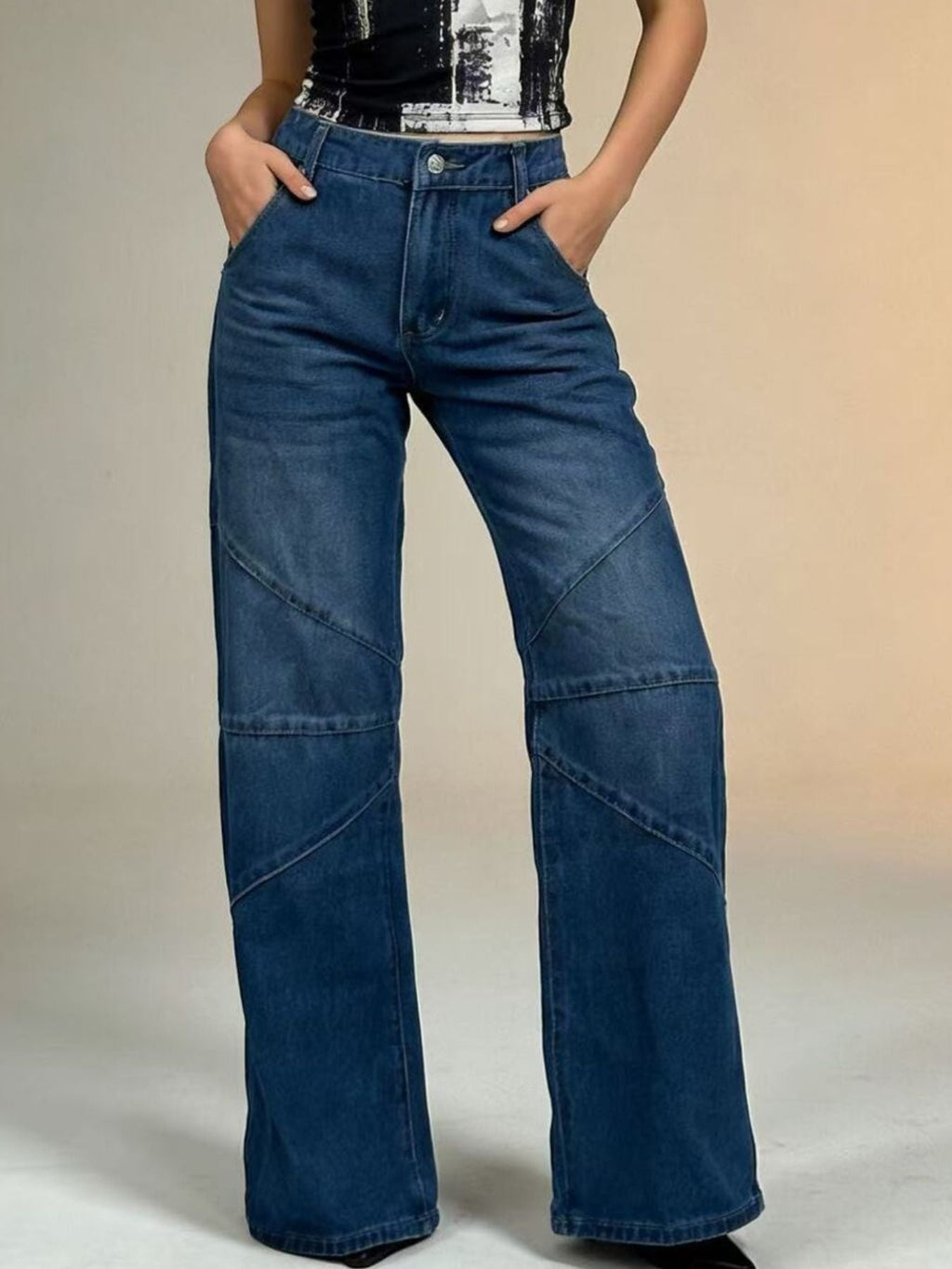 Vintage Wash Wide Leg Jeans