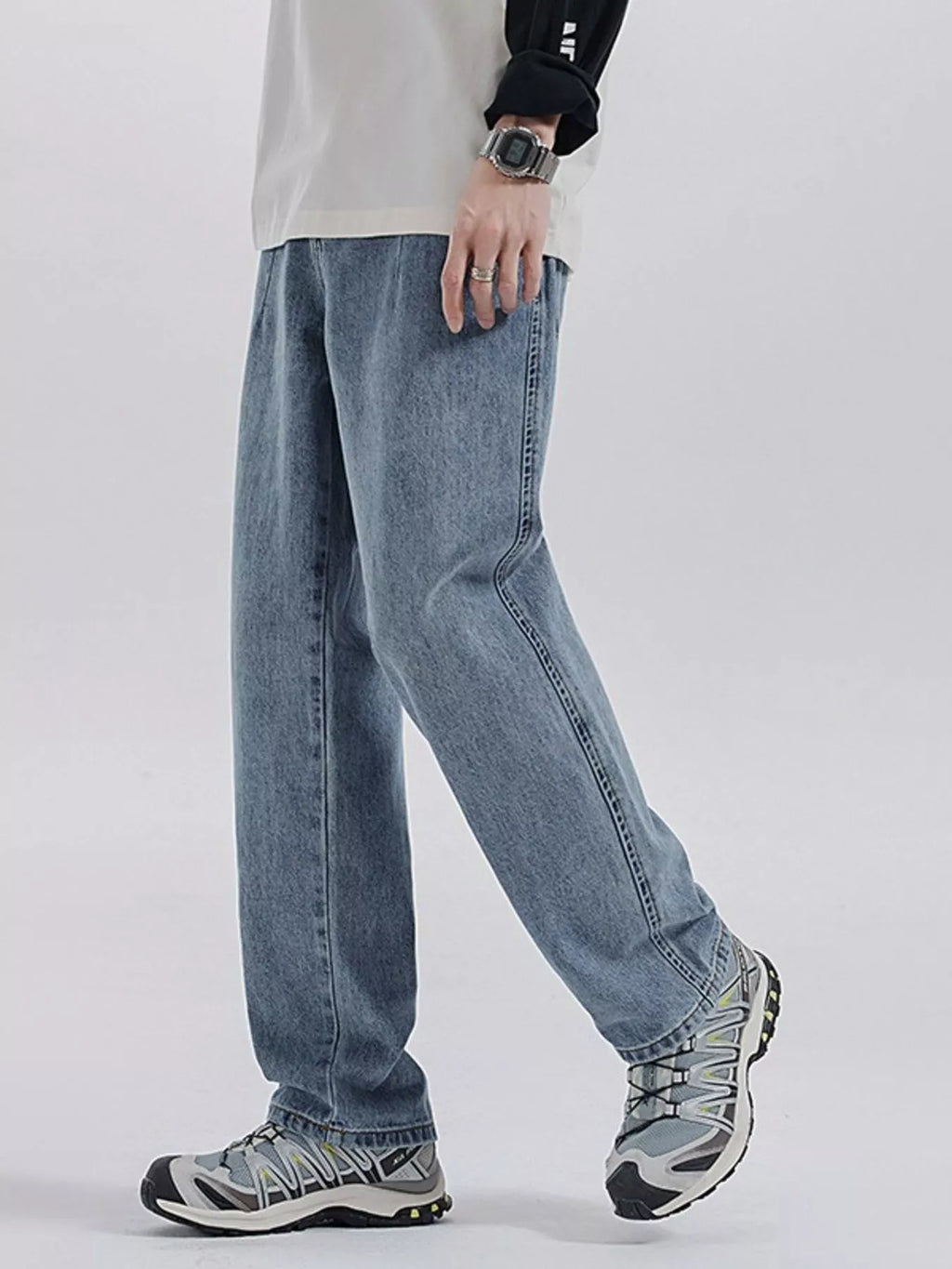 Men's Washed Wide Leg Jeans