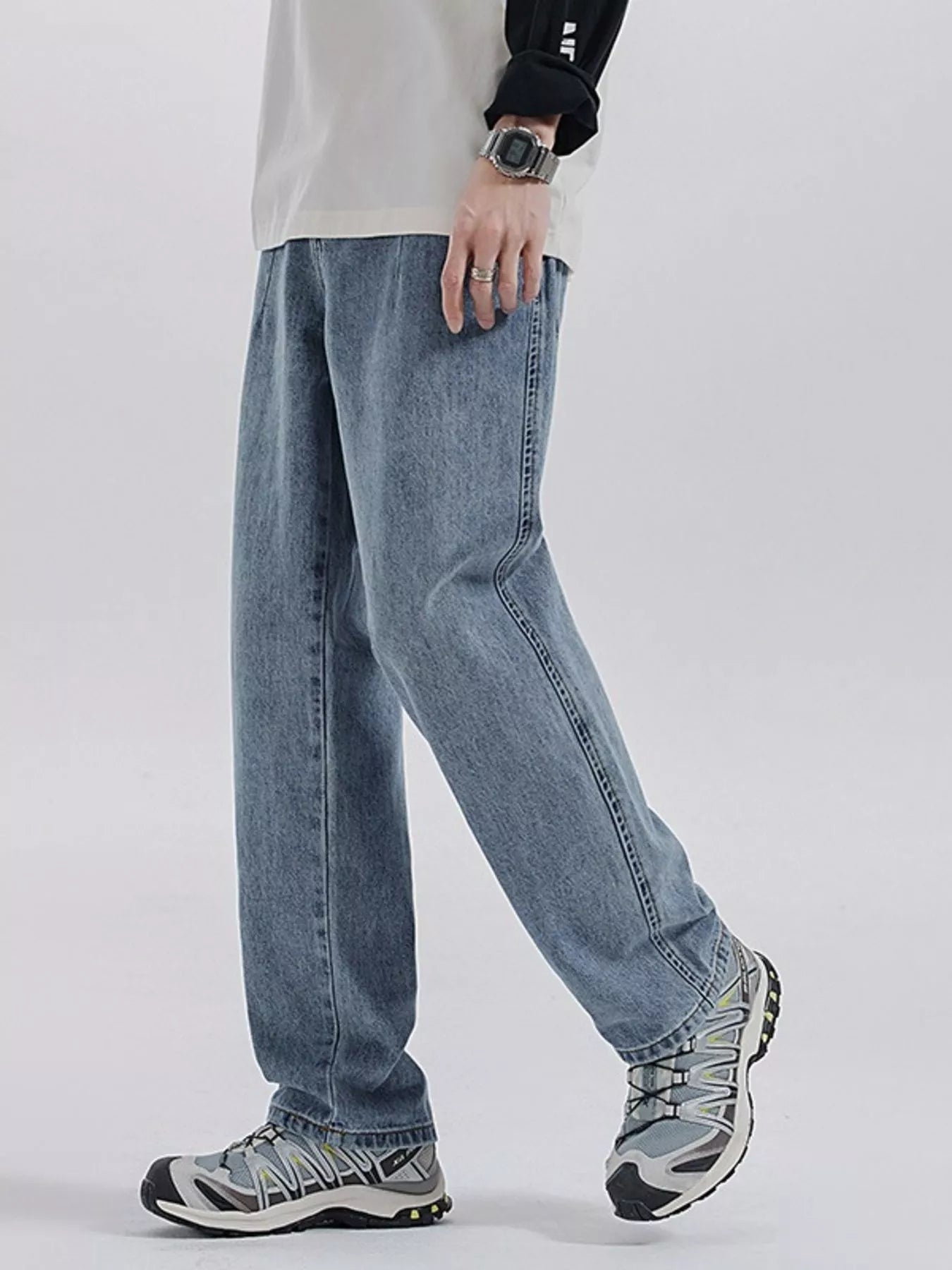 Men's Washed Wide Leg Jeans