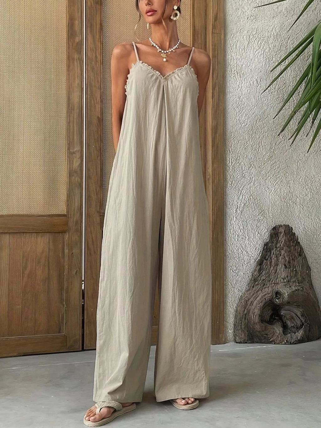 Sleeveless Wide Leg Casual Jumpsuit
