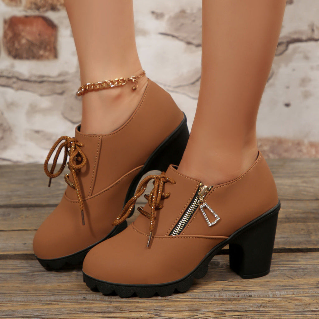 Lace-Up Block Heel Pumps