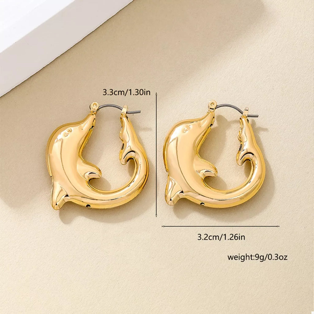 18K Gold-Plated Dolphin Hoop Earrings