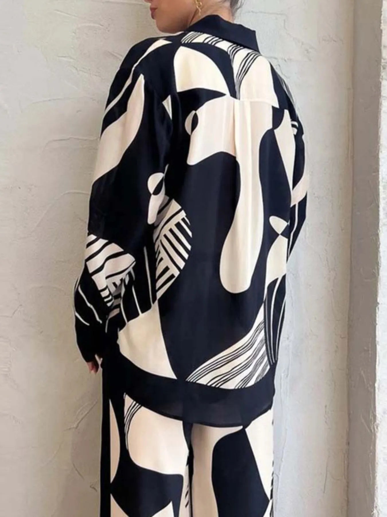 Printed Long Sleeve Shirt and Pants Set