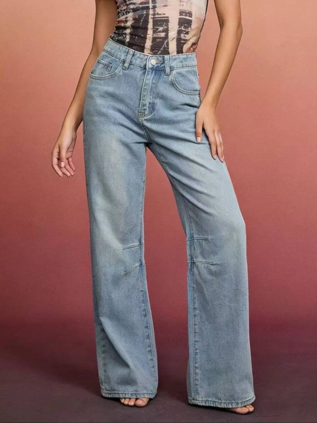Wide Leg Wash Jeans