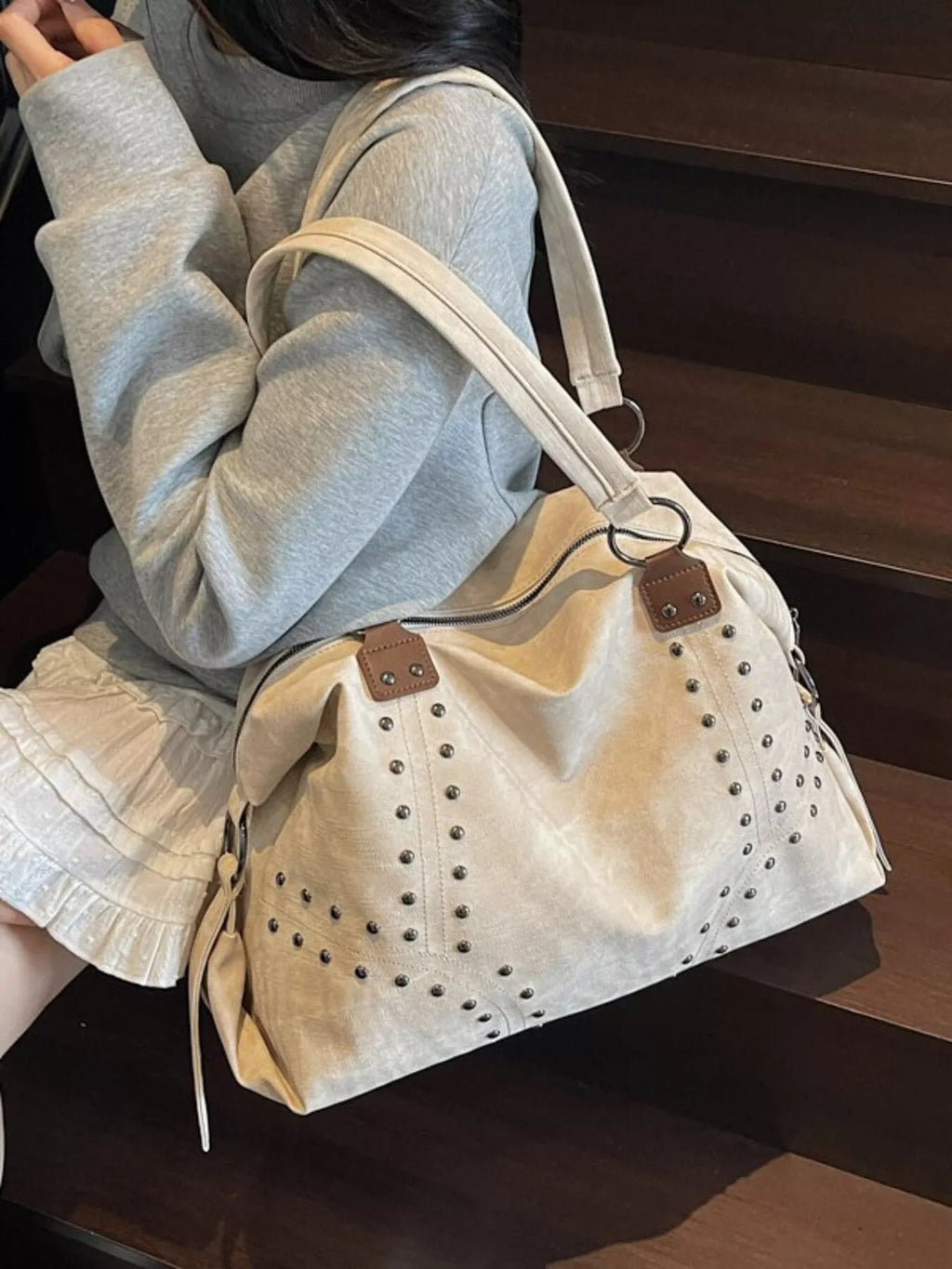 Studded Vintage-Style Handbag