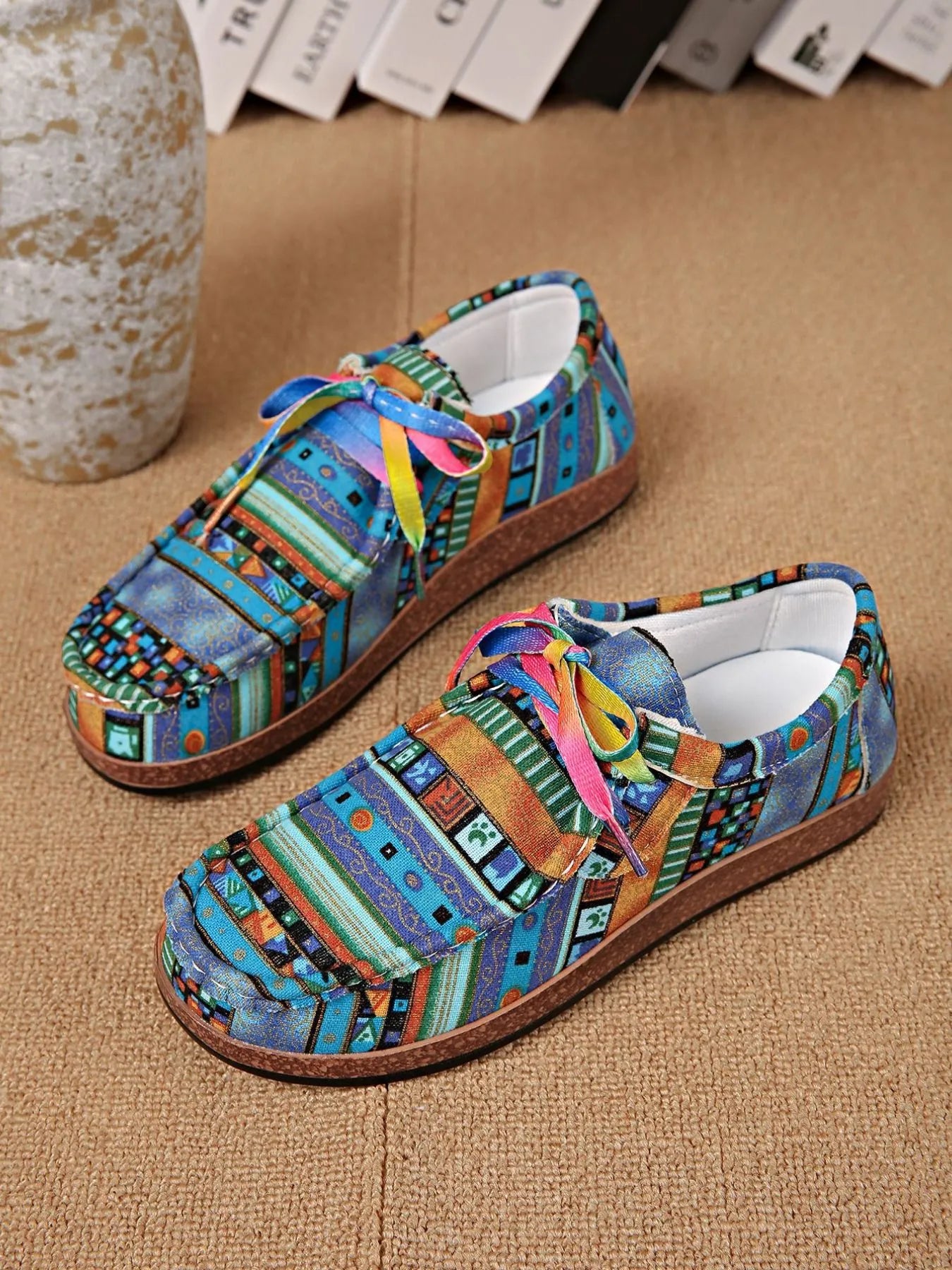 Printed Lace Up Sneakers