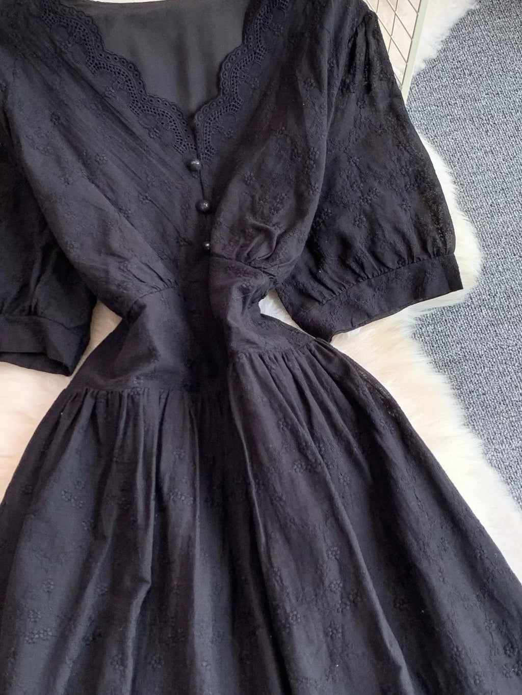 Lace Detail A-Line Midi Dress