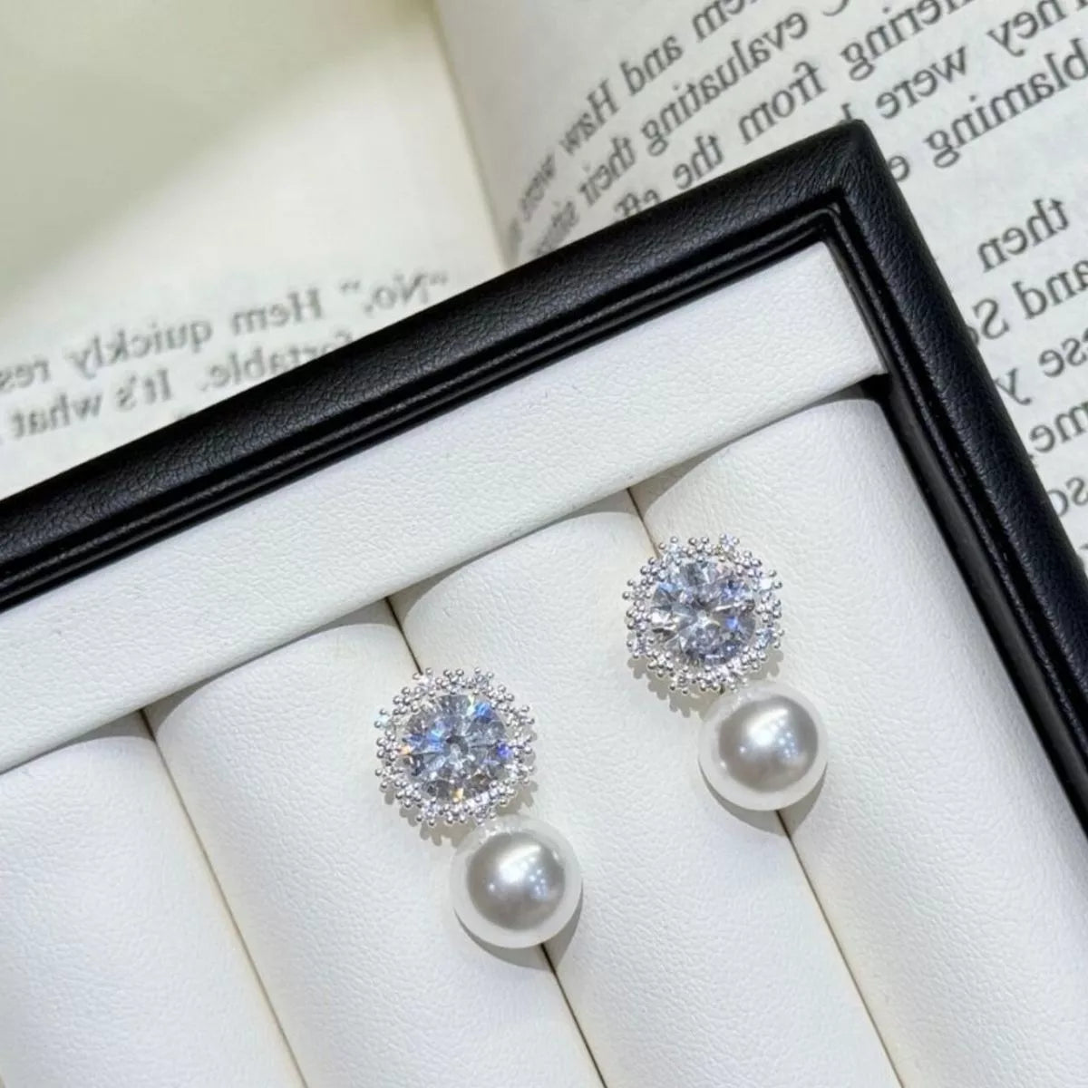 Zircon Pearl Drop Earrings