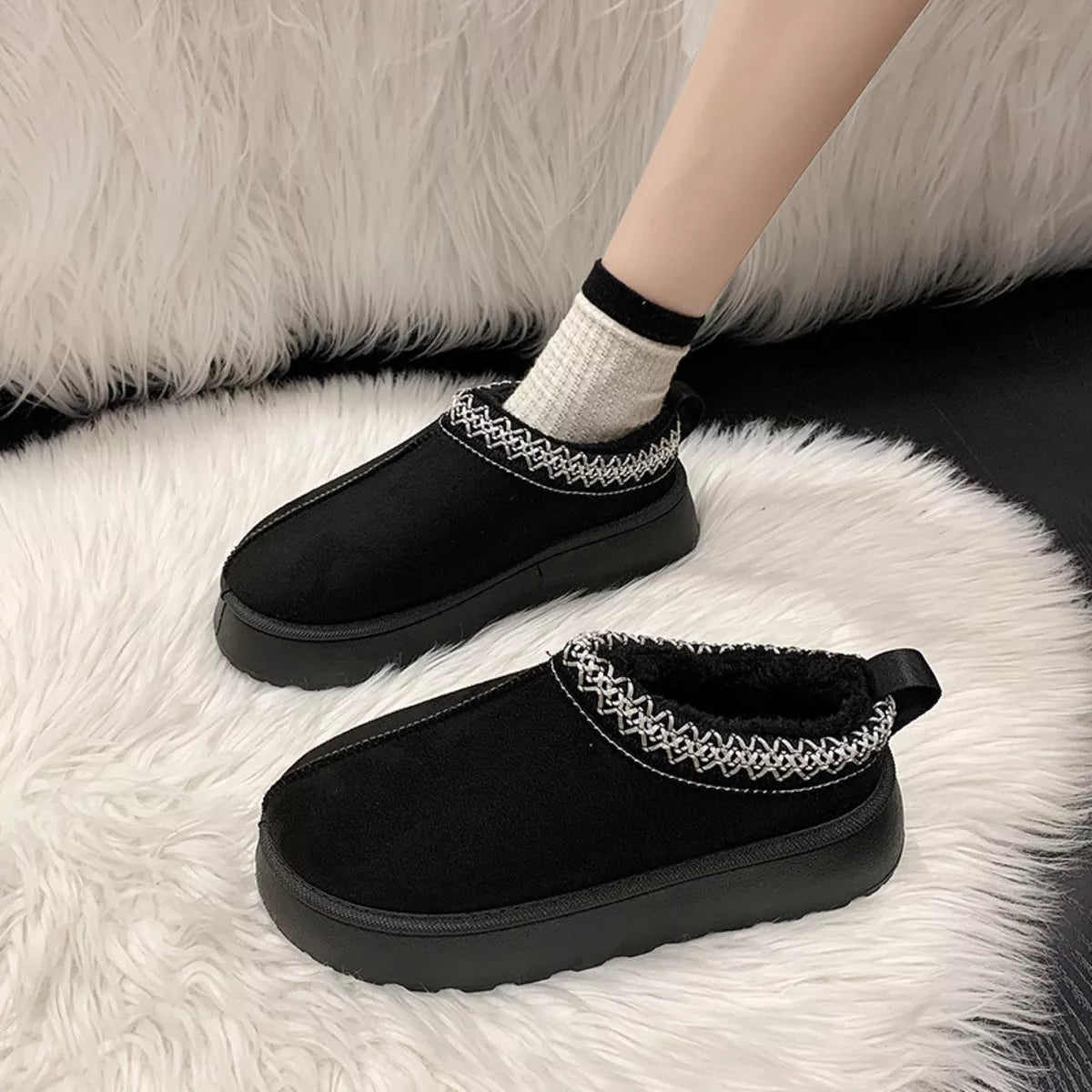 Round Toe Platform Slip-Ons