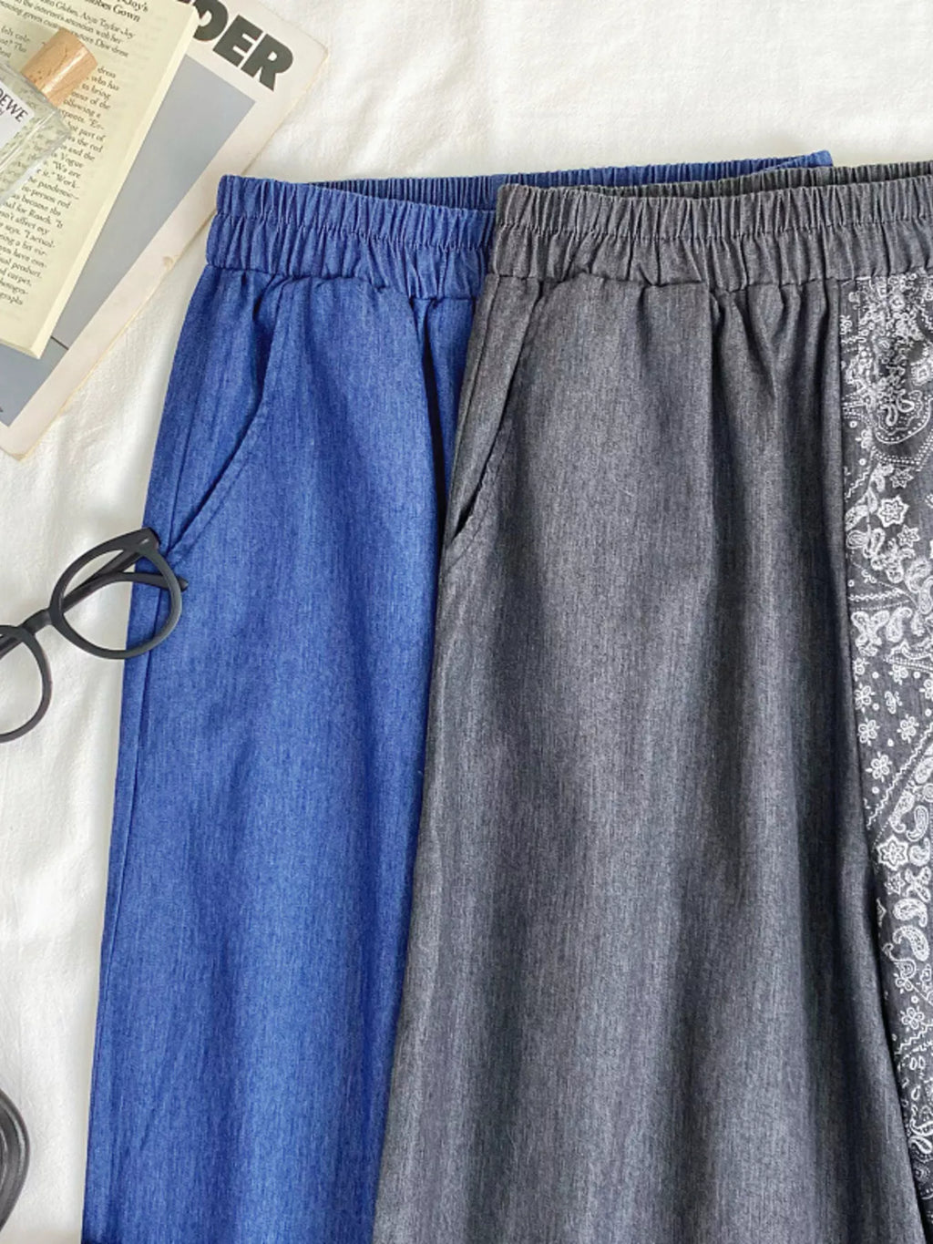 Elastic Waist Printed Jeans